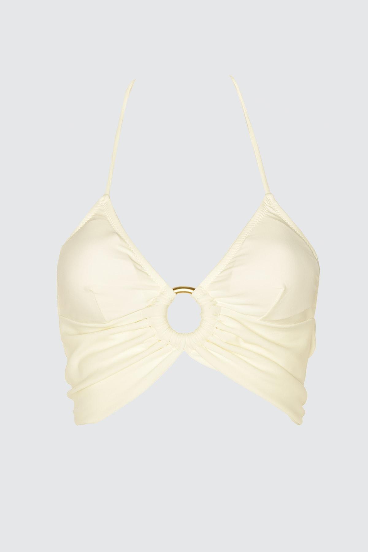 Beige Plain Bikini Top, Ecru, large image number 10