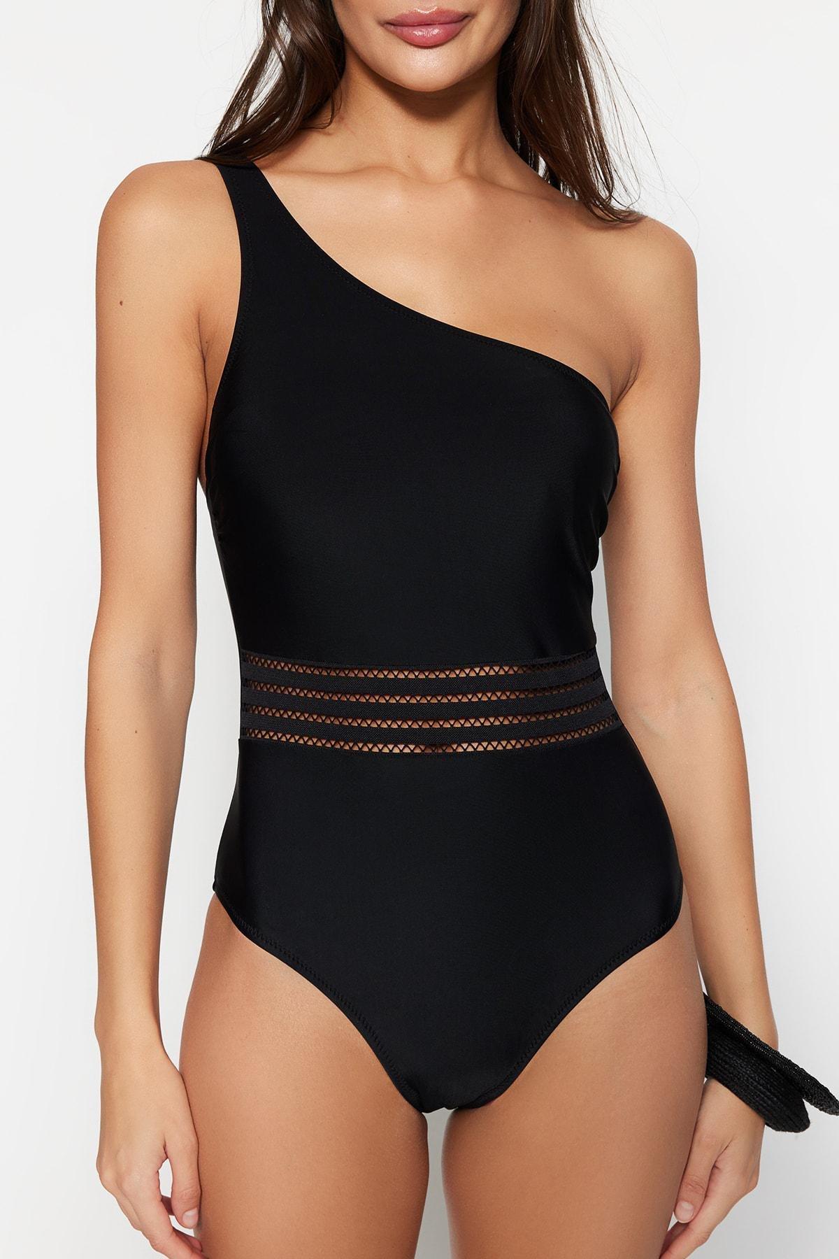 Black Plain Swimsuit, , large image number 3
