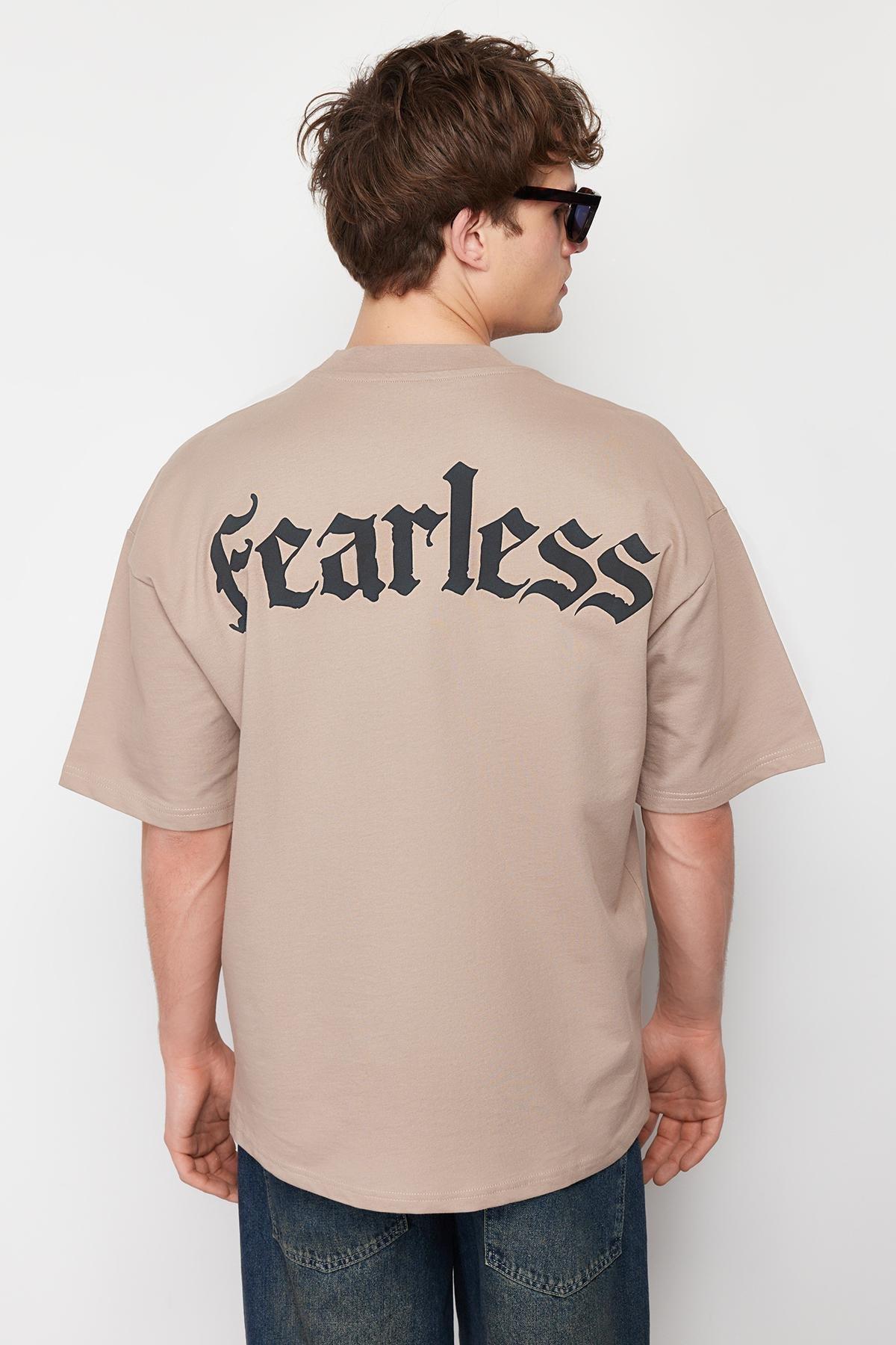 Mink Oversize Text Printed 100% Cotton Thick T-Shirt TMNSS24TS00102, , large image number 1