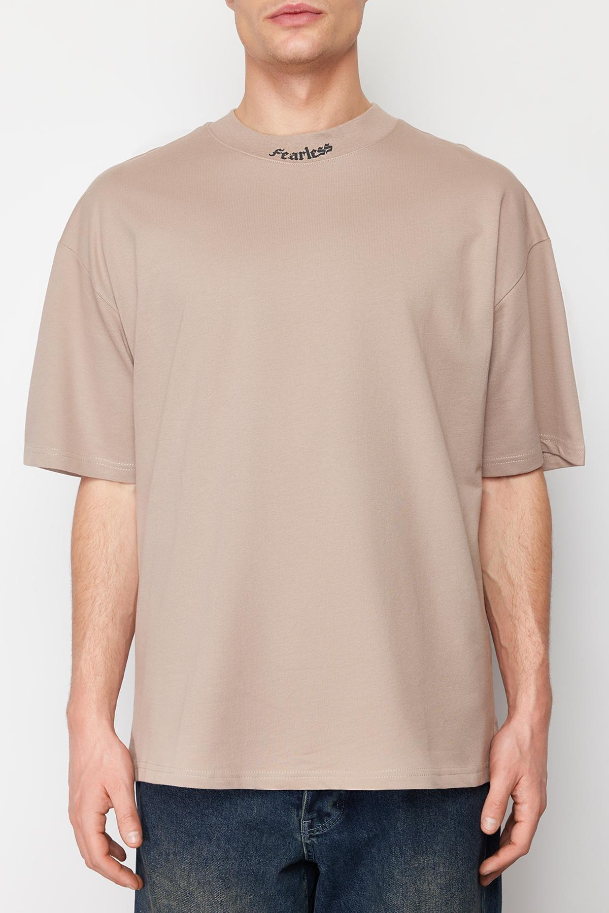 Mink Oversize Text Printed 100% Cotton Thick T-Shirt TMNSS24TS00102, , large image number 3