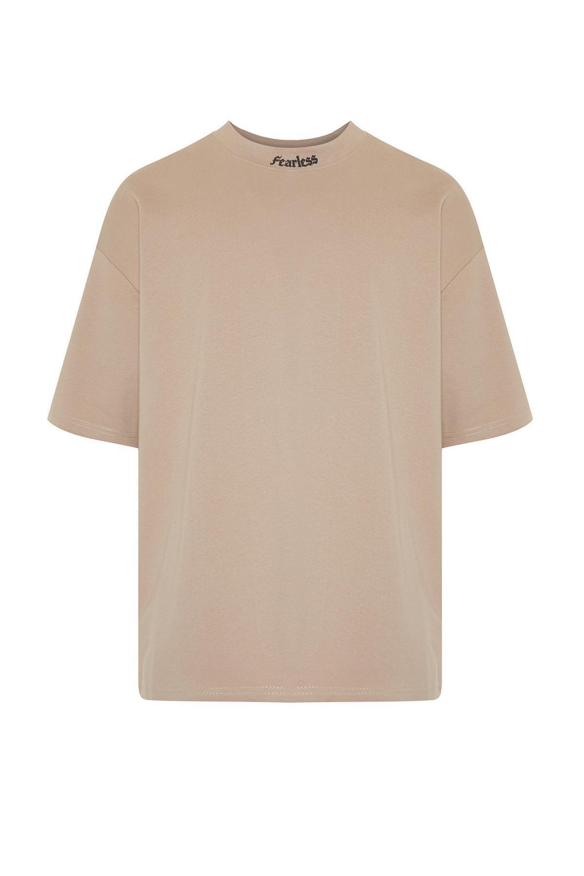 Mink Oversize Text Printed 100% Cotton Thick T-Shirt TMNSS24TS00102, , large image number 5