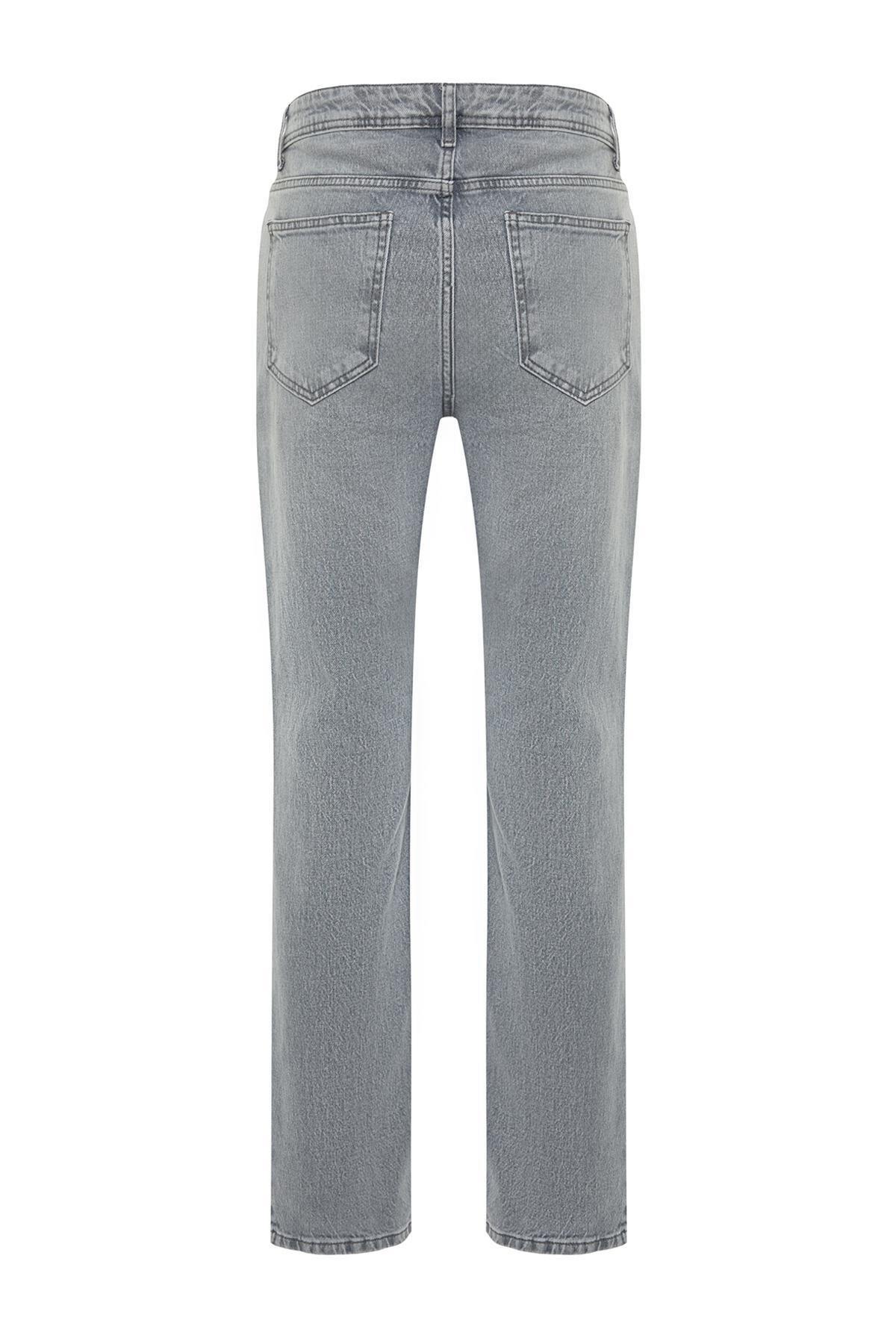 Grey Frayed Detailed Jeans, , large image number 6