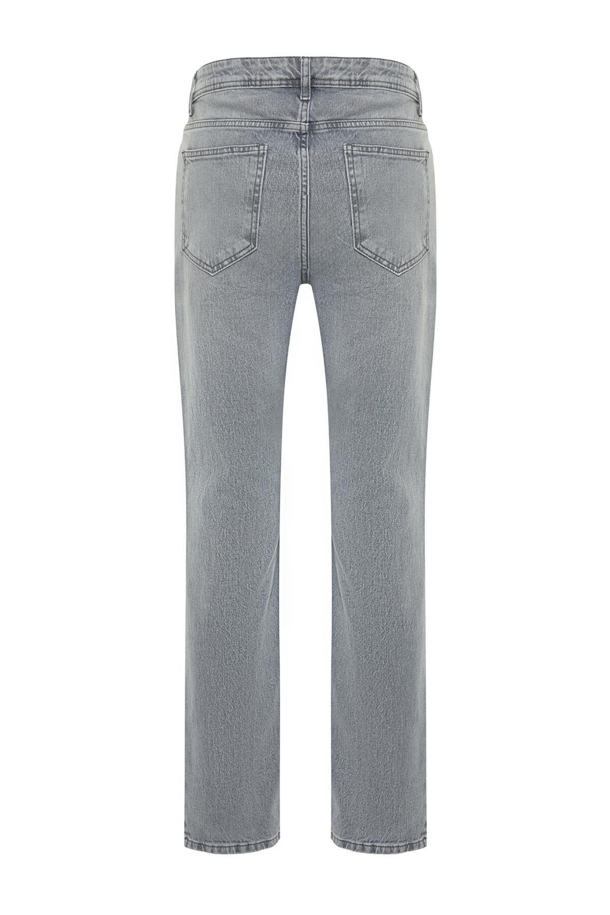 Trendyol - Grey Frayed Detailed Jeans