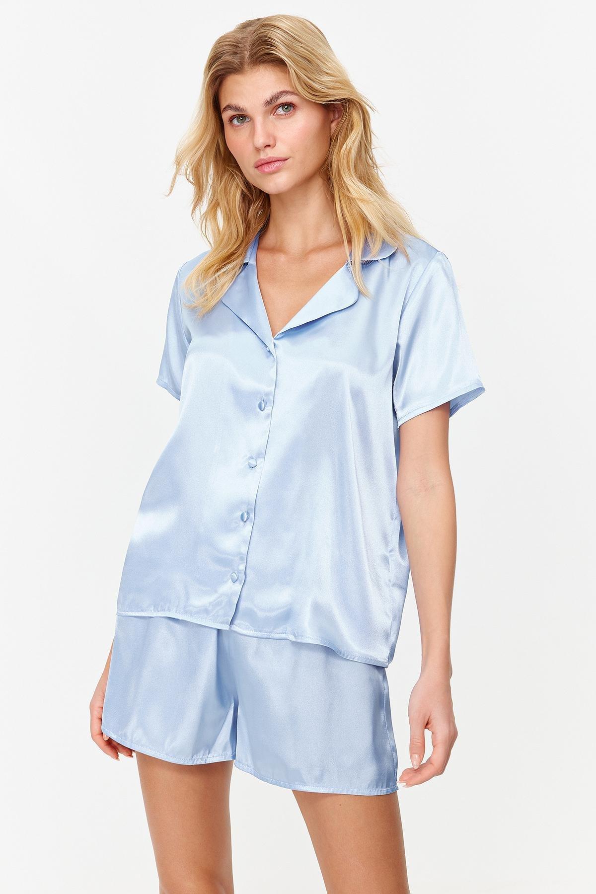 Blue Detailed Pajamas Set, , large image number 1