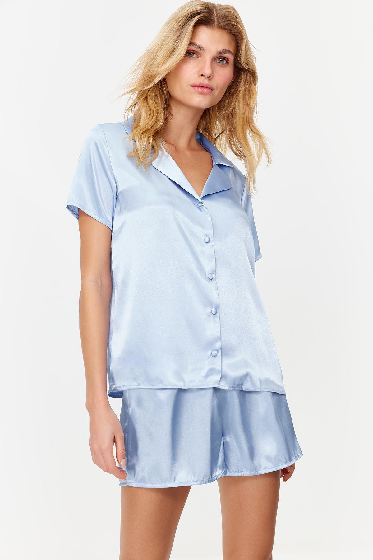 Blue Detailed Pajamas Set, , large image number 2