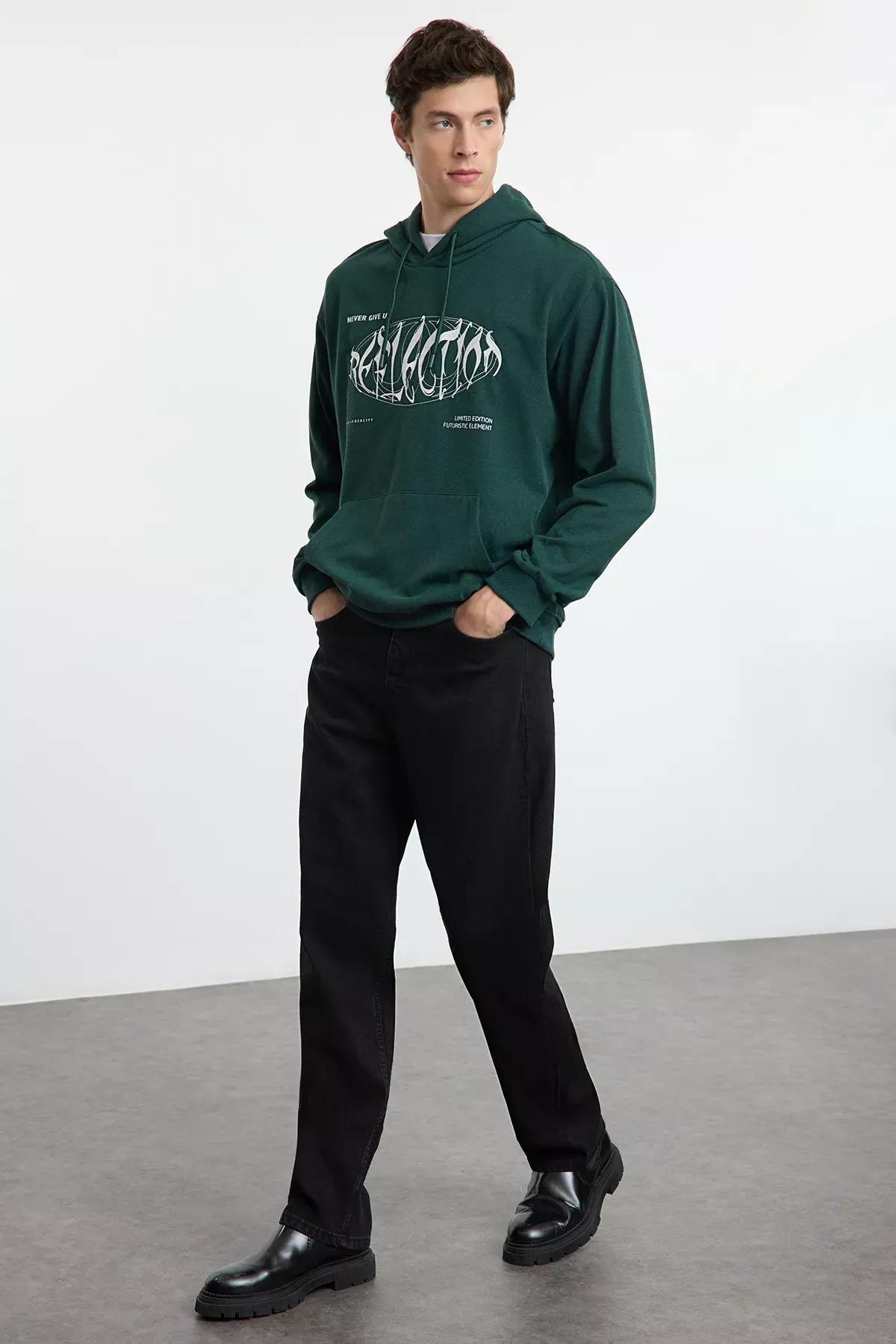 Black Baggy Denim Jeans, , large image number 1