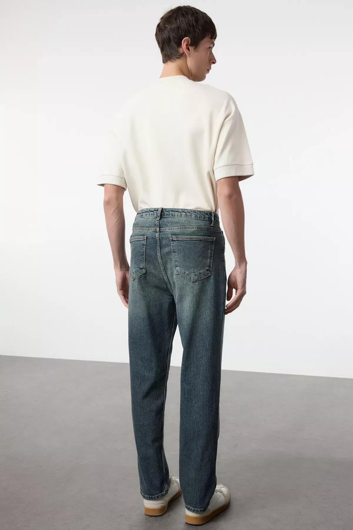 Blue Distressed Baggy Jeans, Navy blue, large image number 4