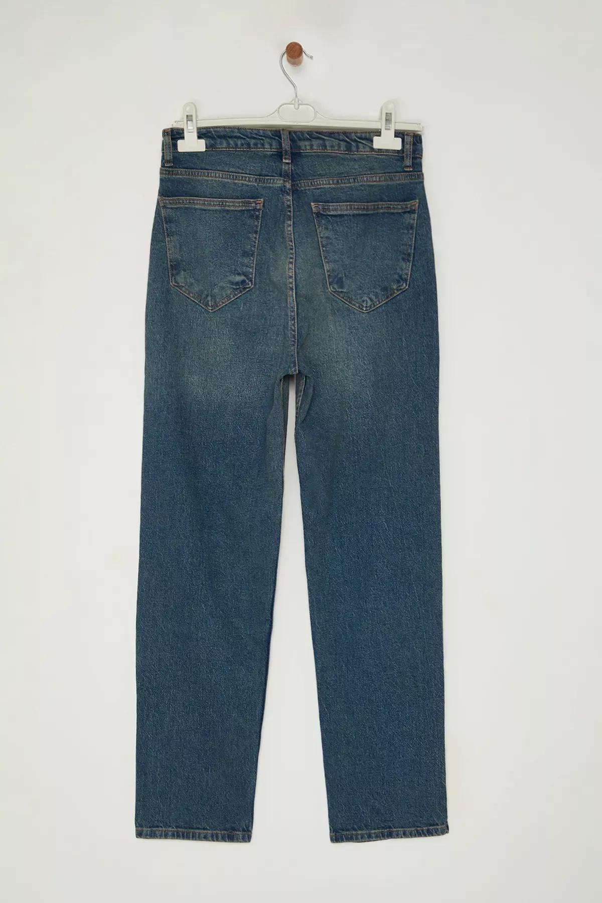 Blue Distressed Baggy Jeans, Navy blue, large image number 6