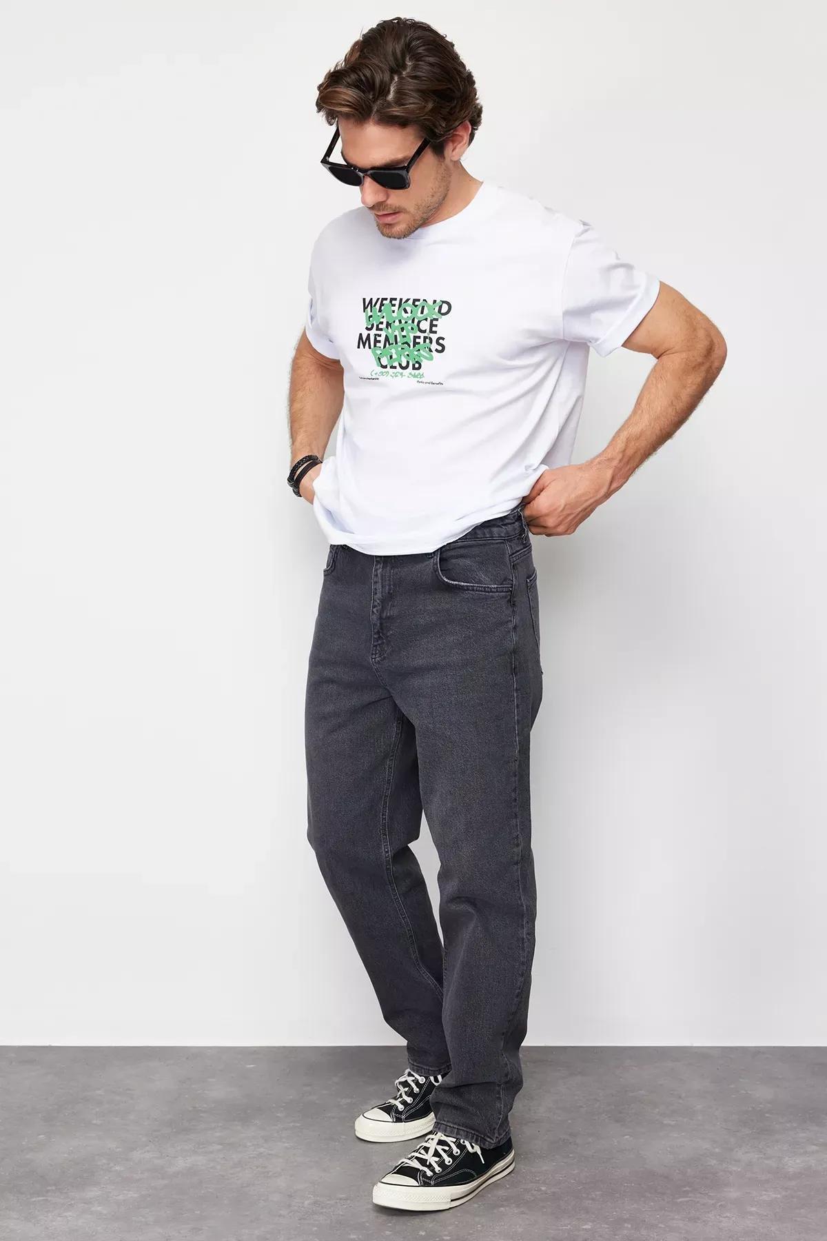 Grey 90s Straight Loose Denim Jeans, Anthracite, large image number 3