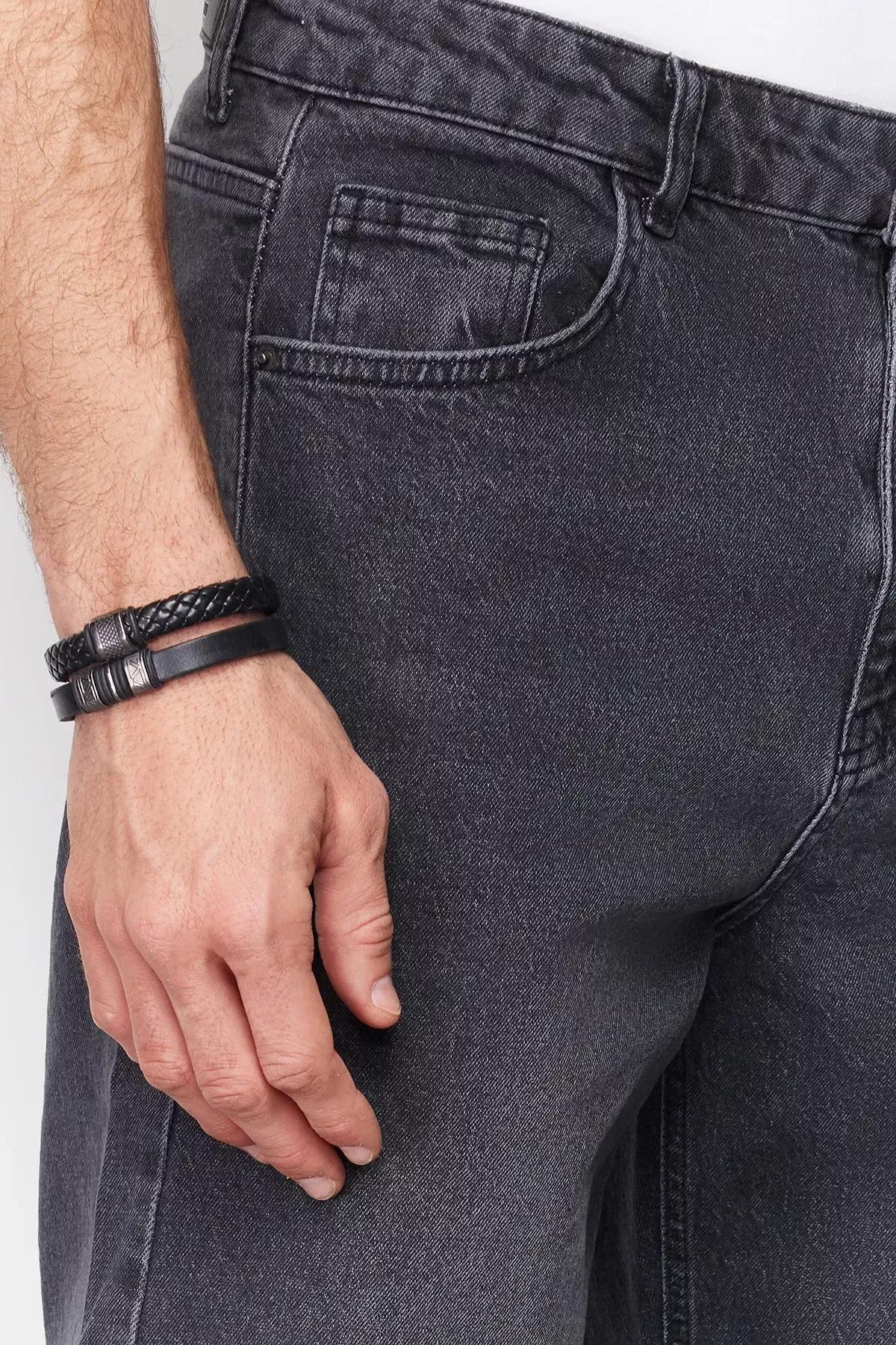 Grey 90s Straight Loose Denim Jeans, Anthracite, large image number 8