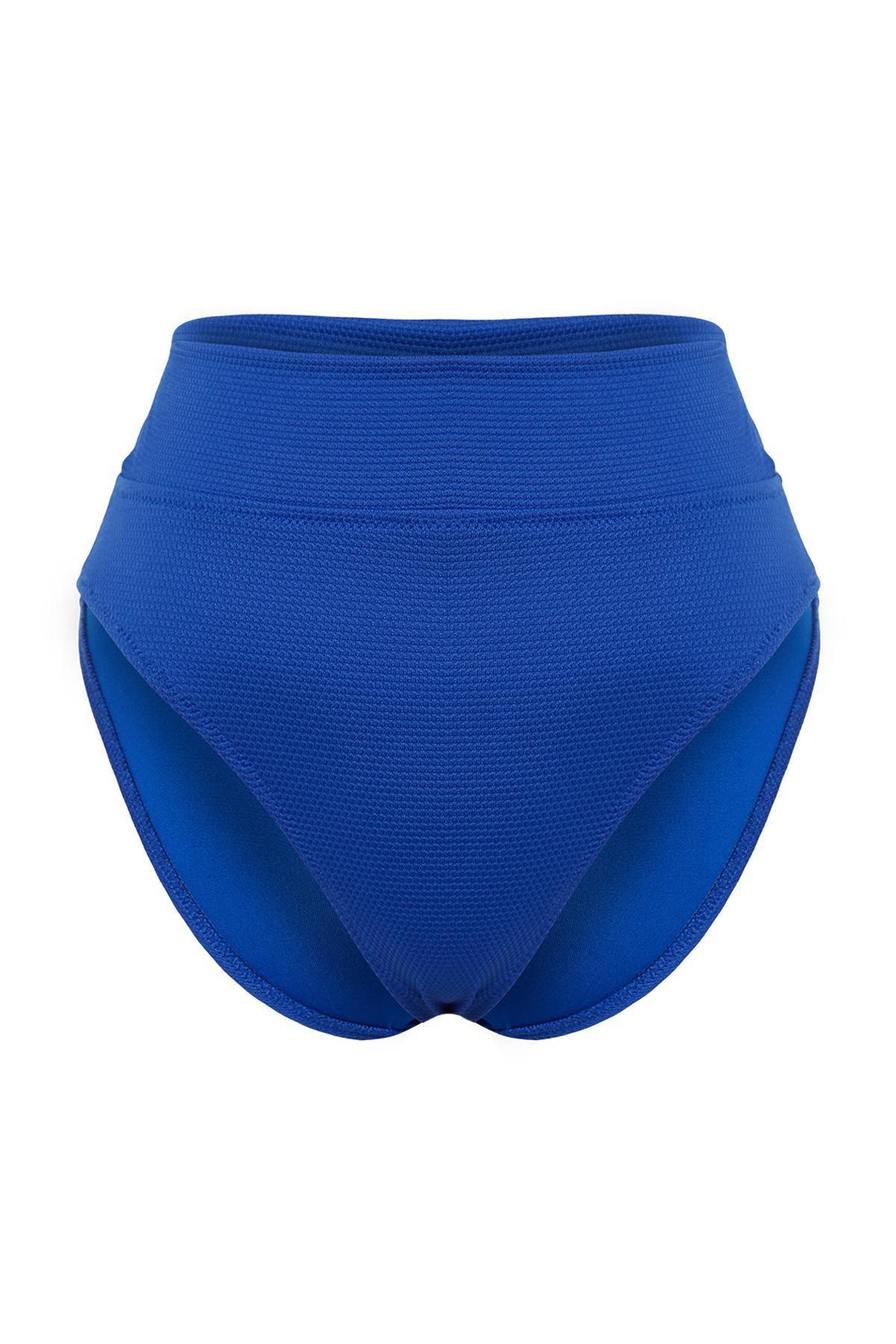 Saxe Blue Textured High Waist High Leg Hipster Bikini Bottoms TBESS24BA00138, single, , large image number 4