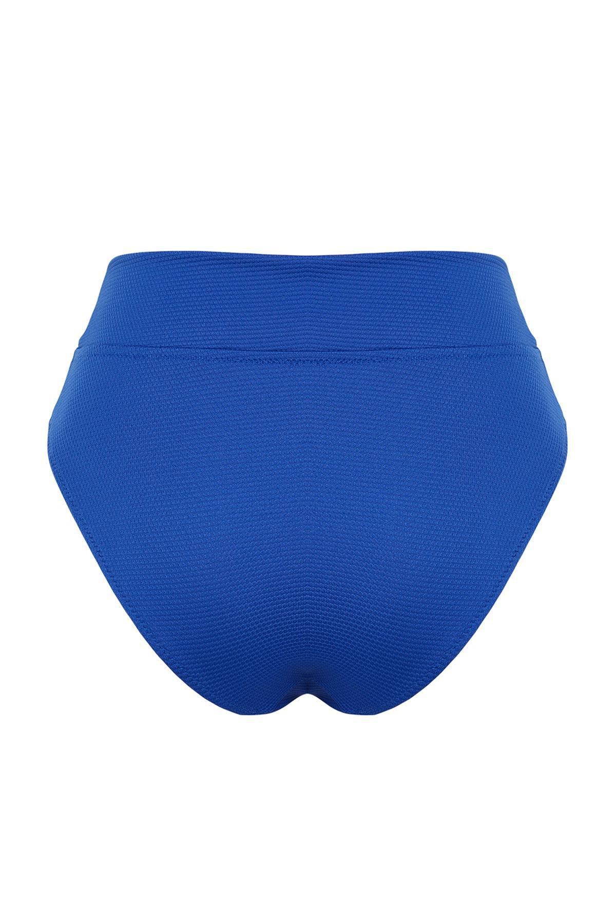 Saxe Blue Textured High Waist High Leg Hipster Bikini Bottoms TBESS24BA00138, single, , large image number 5