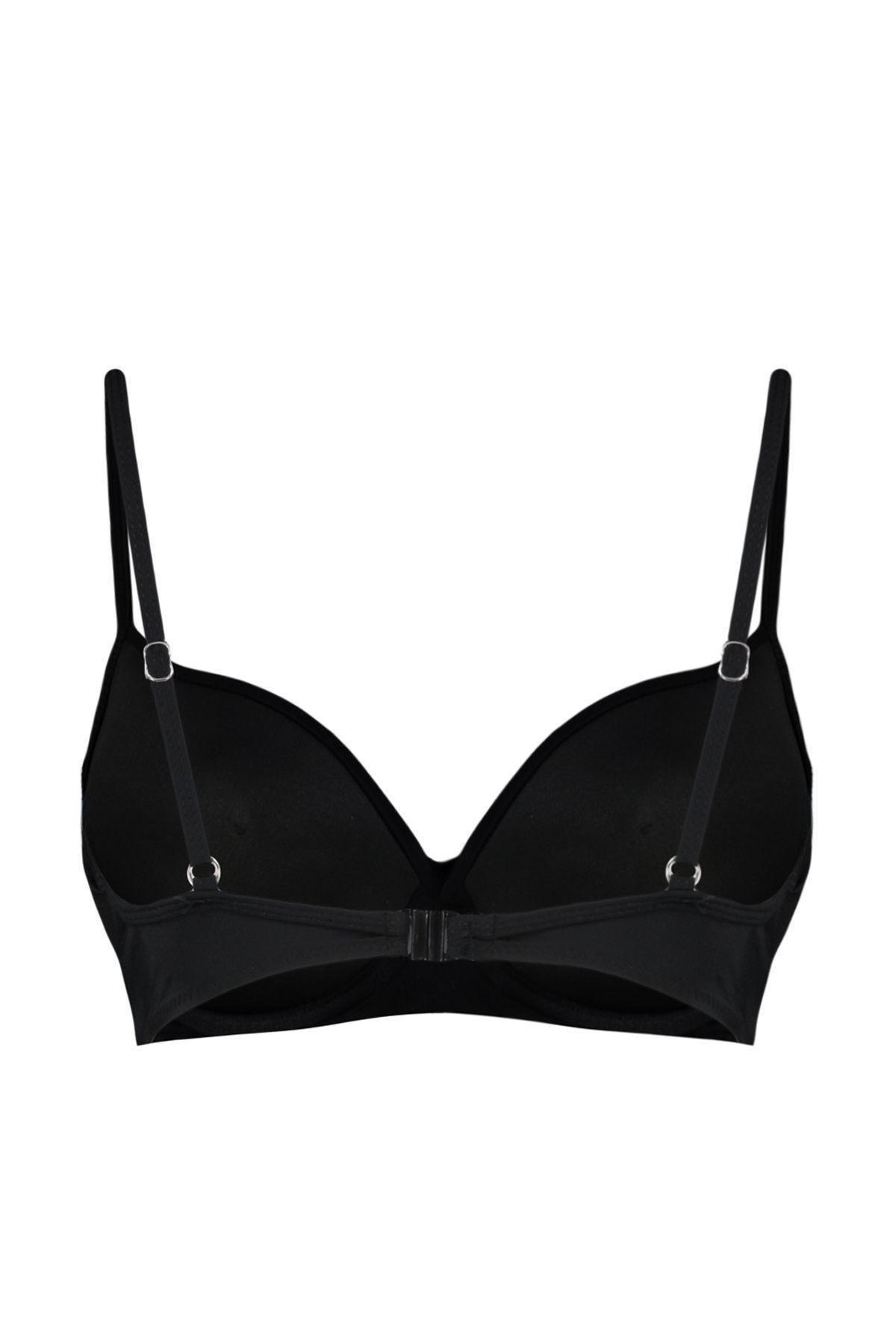 Black Balconette Gathered Push Up Bikini Top TBESS24BU00148, single, , large image number 2