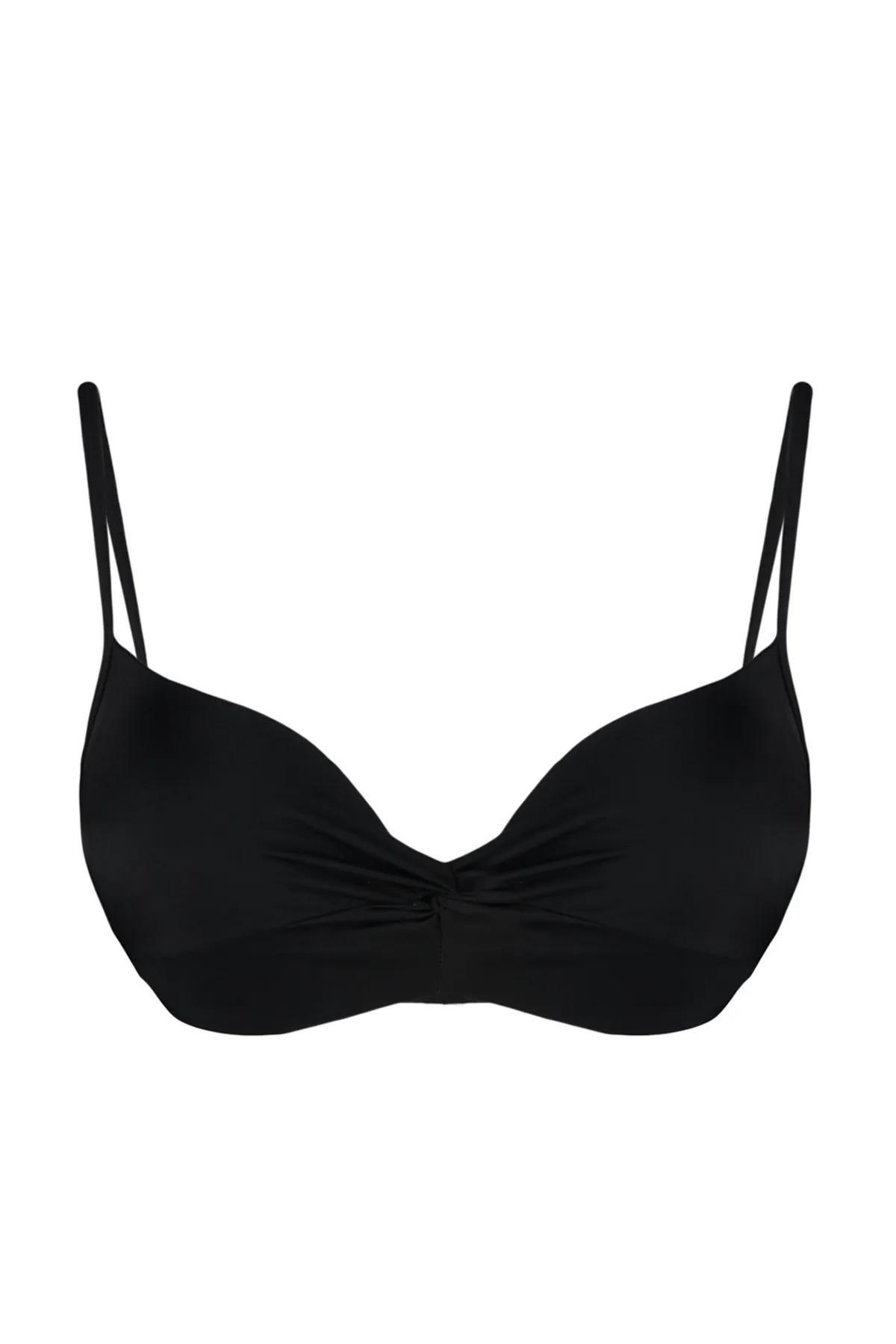 Black Balconette Gathered Push Up Bikini Top TBESS24BU00148, single, , large image number 8