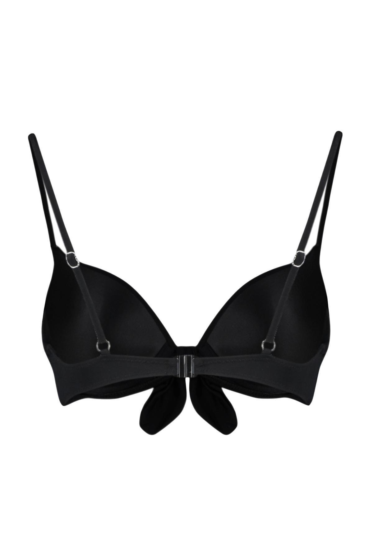 Black Balconette Tie Up Push Up Bikini Top TBESS24BU00161, single, , large image number 4