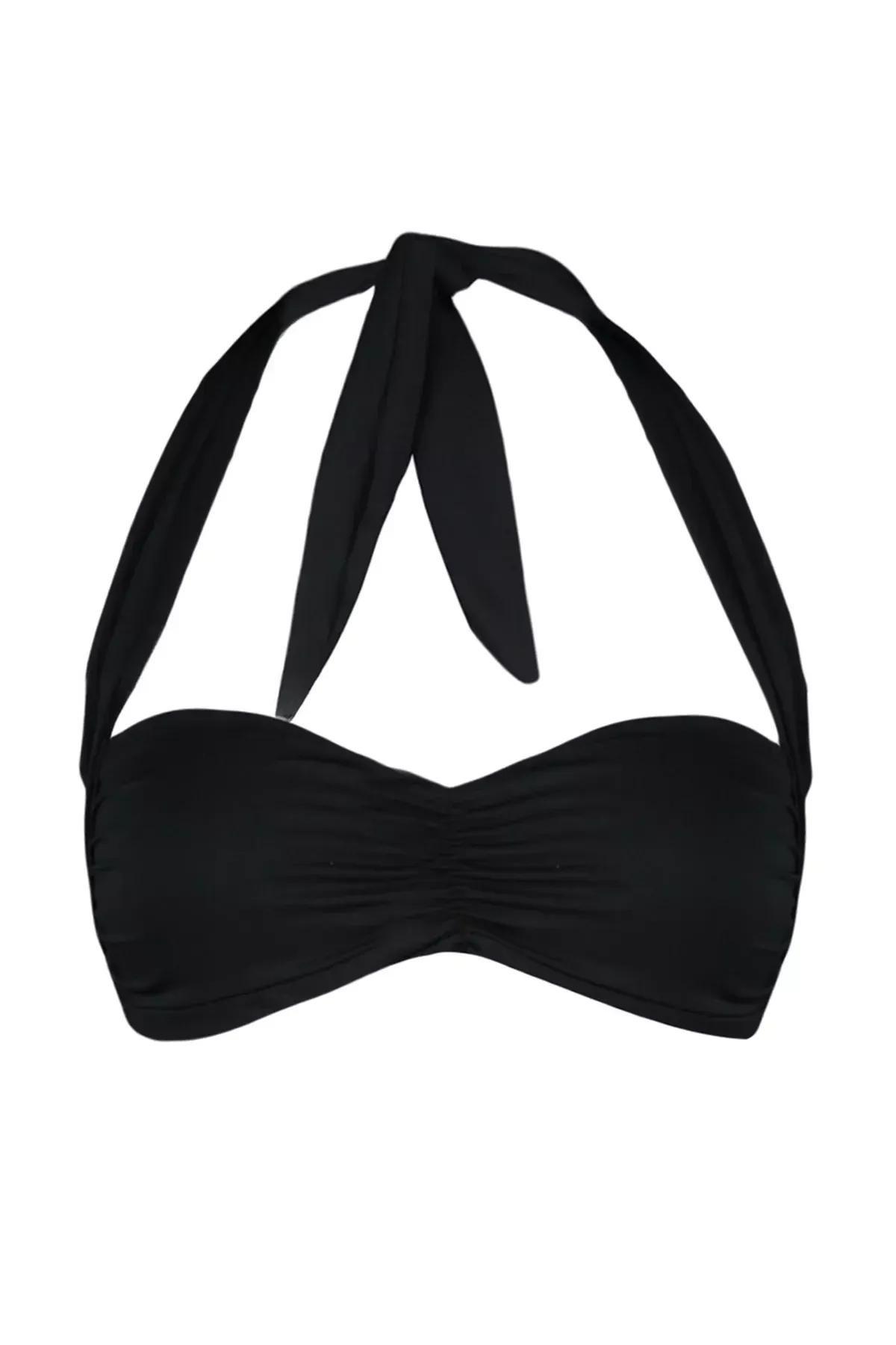 Black Strapless GatheRed Bikini Top, C101_2094, large image number 4
