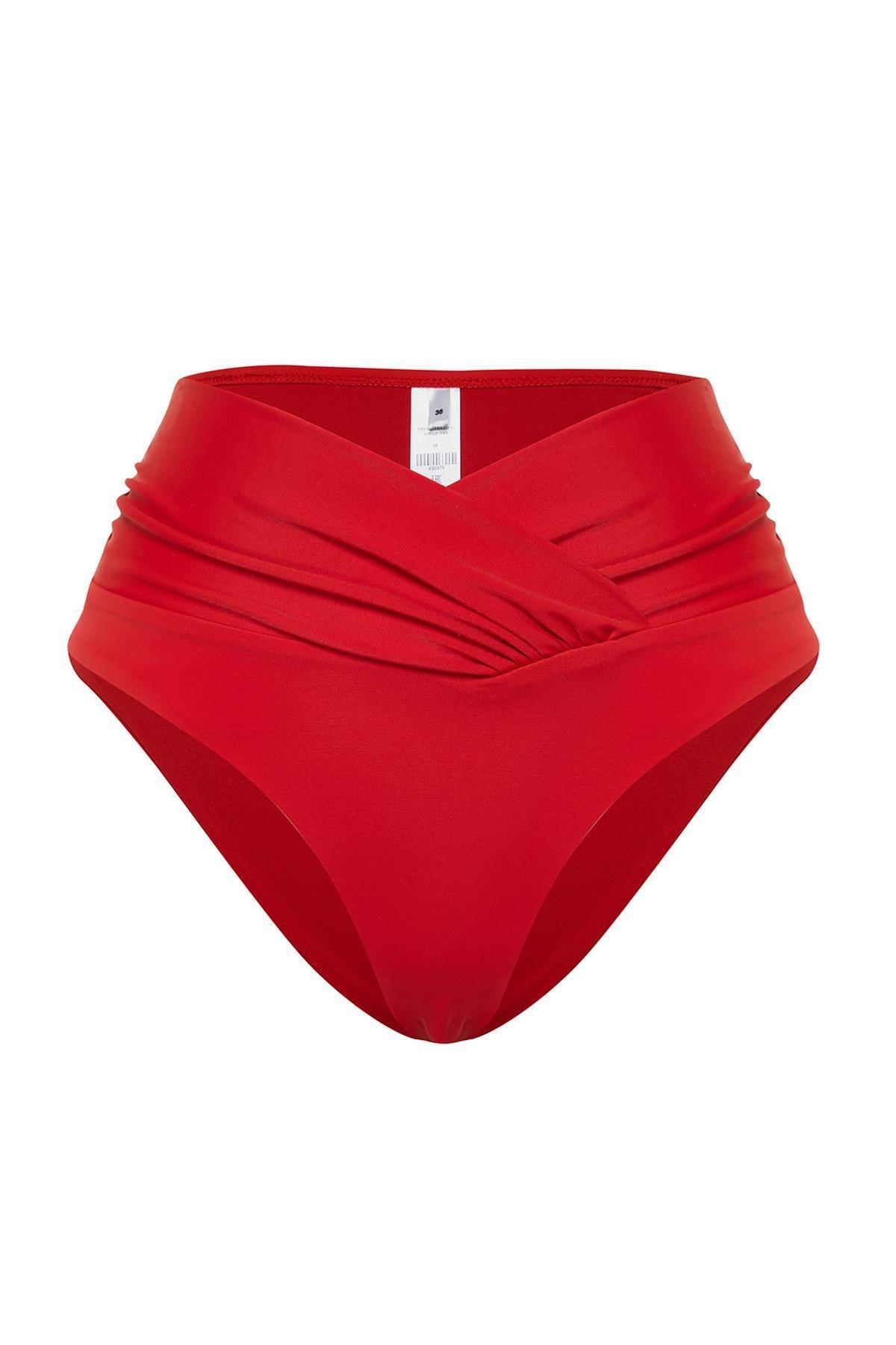 Red V-Cut High Waist Regular Bikini Bottom TBESS24BA00137, single, , large image number 4