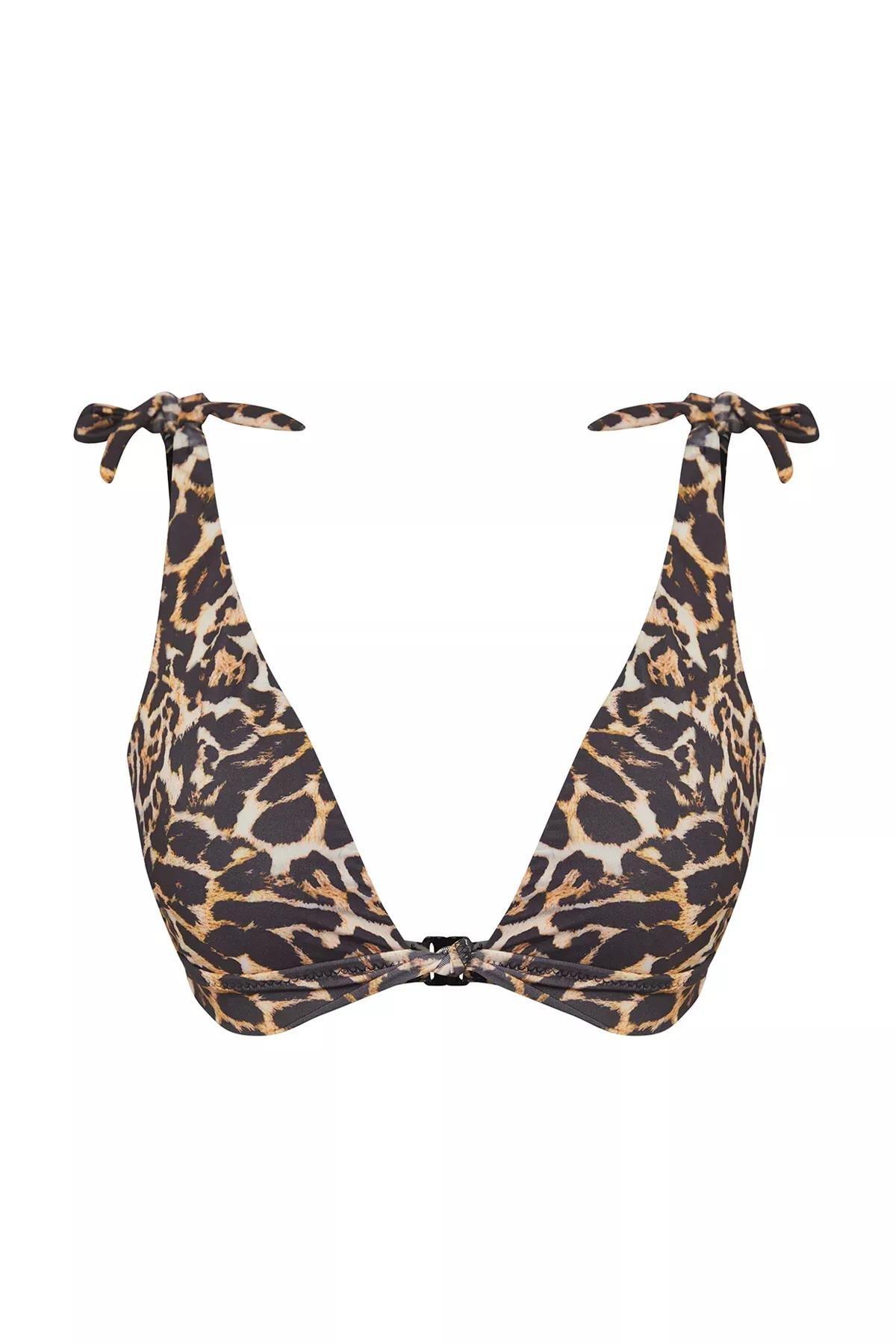 Beige Leopard Print Bralettete Bikini Top, C101_5650, large image number 4