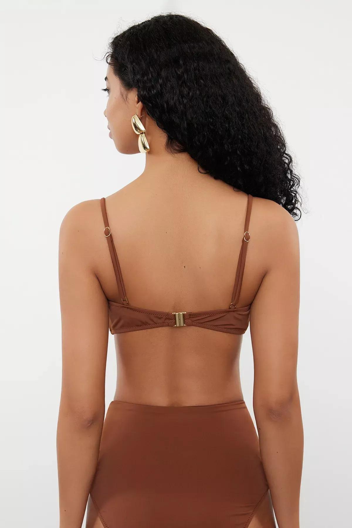 Brown Strapless Accessories Bikini Top, , large image number 2