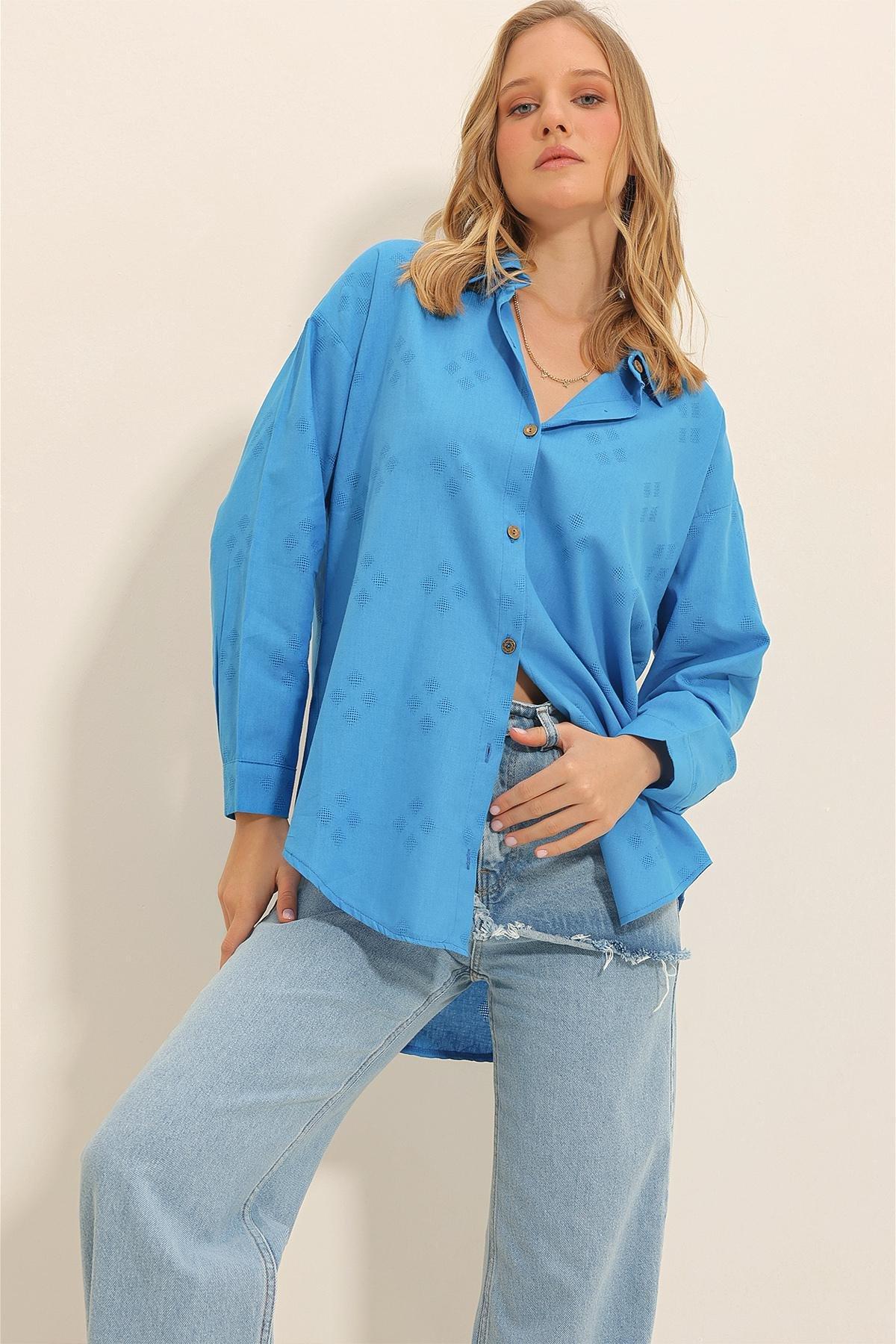 Blue Oversized Shirt, , large image number 2