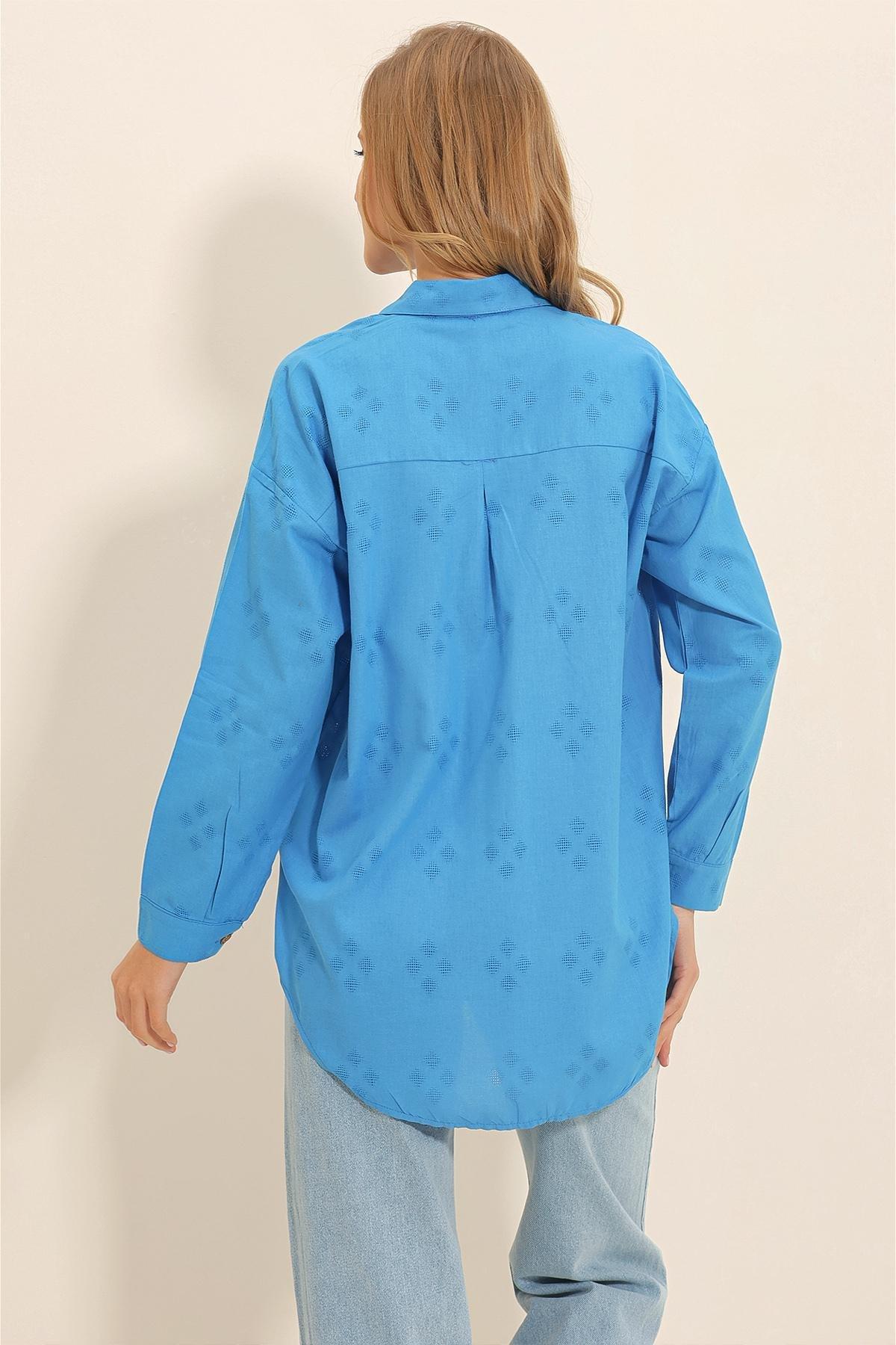 Blue Oversized Shirt, , large image number 3