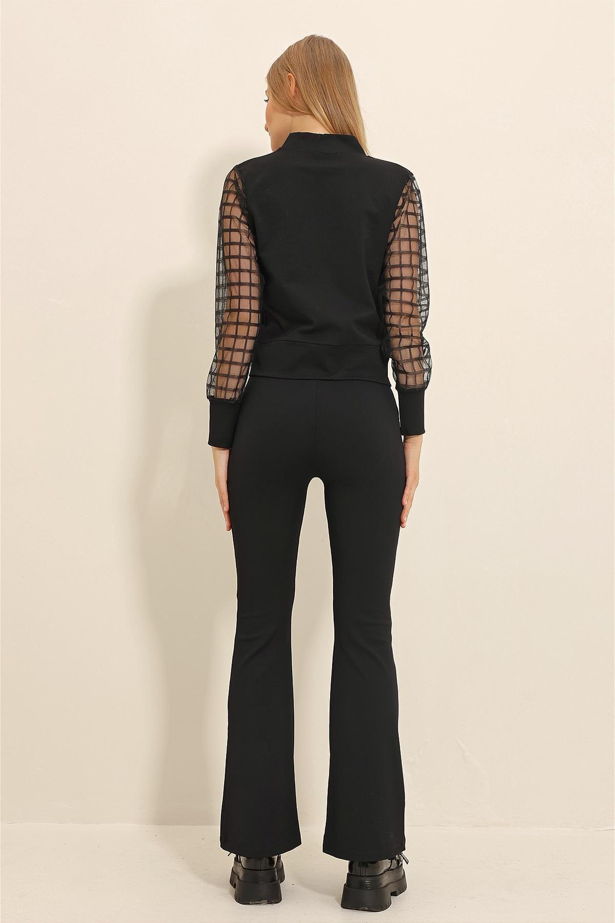 Black Elastic Waist Trousers, , large image number 4