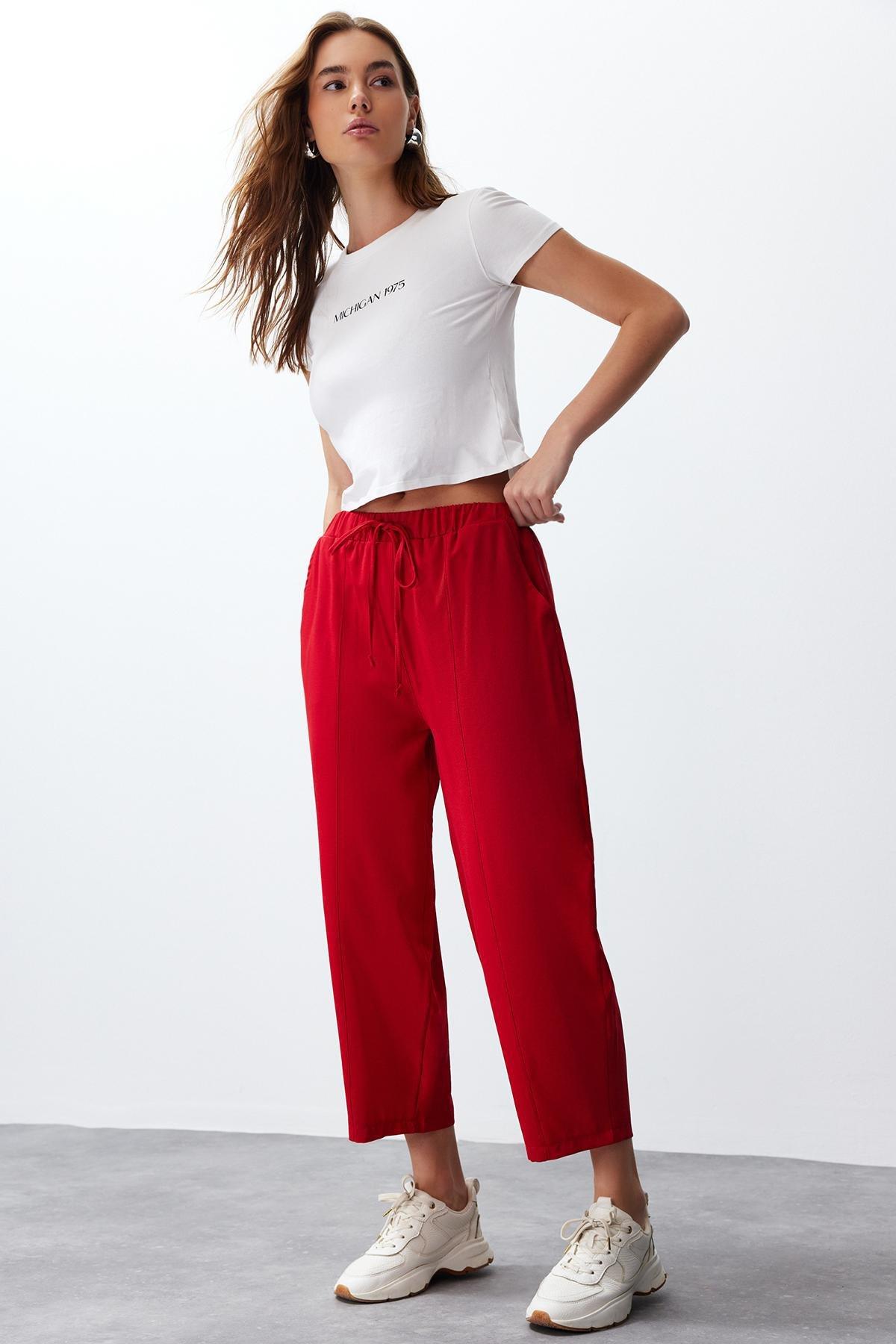 Red Harem/Shalwar Aerobin Woven Trousers TWOSS24PL00088, Single, C101_5690, large image number 0