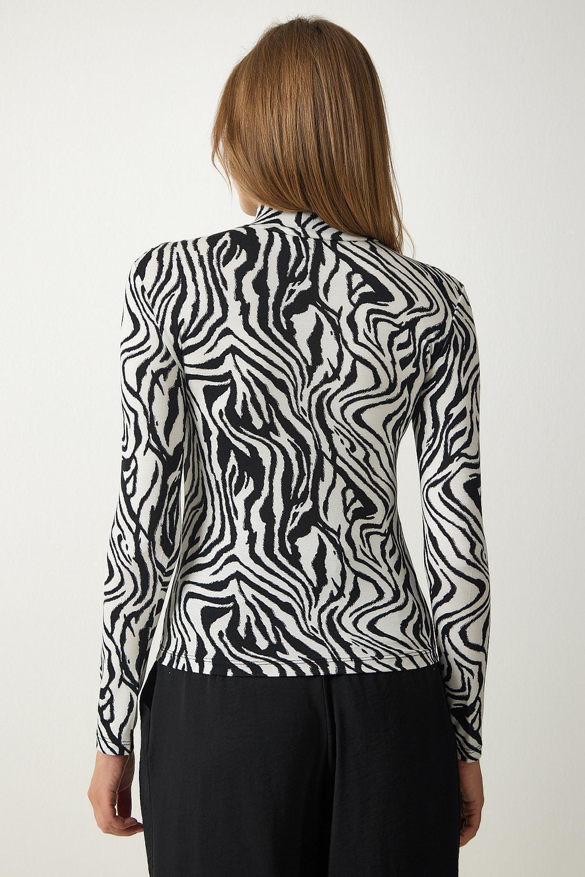 White Detailed Patterned Knitted Blouse, White, large image number 4