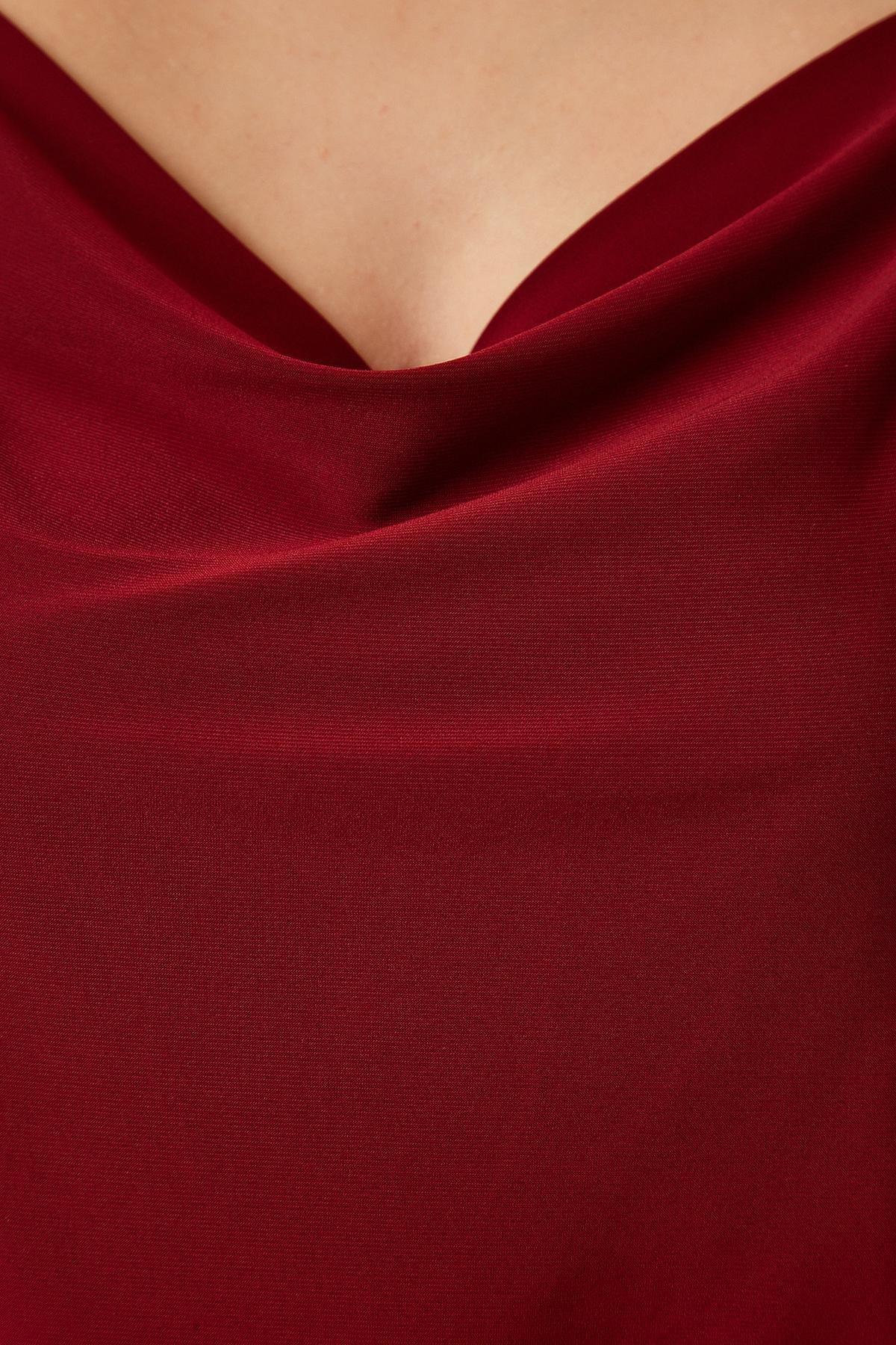 Womens Claret Red Strappy Collar Sandy Knitted Blouse RX00036, single, , large image number 2