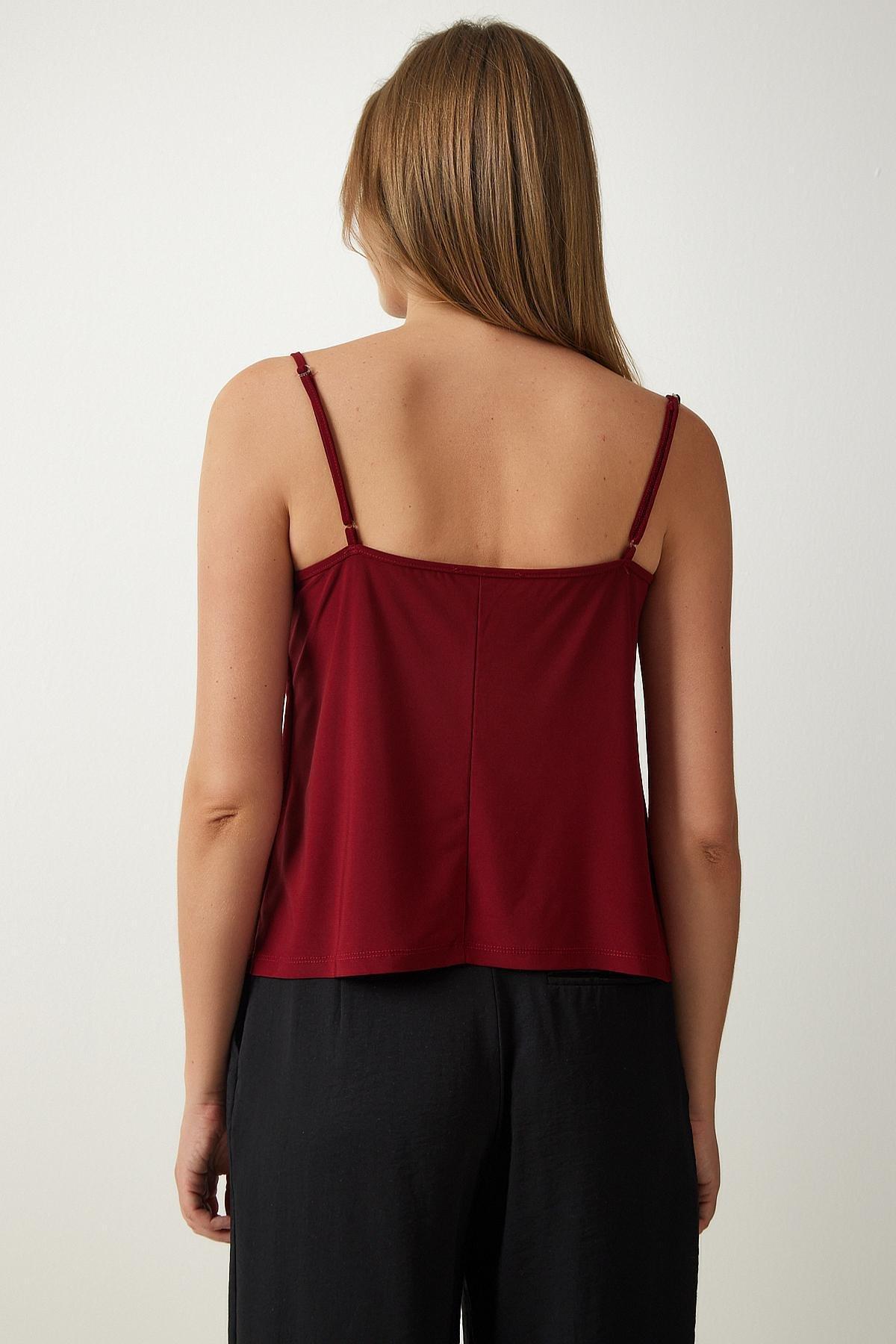 Womens Claret Red Strappy Collar Sandy Knitted Blouse RX00036, single, , large image number 3