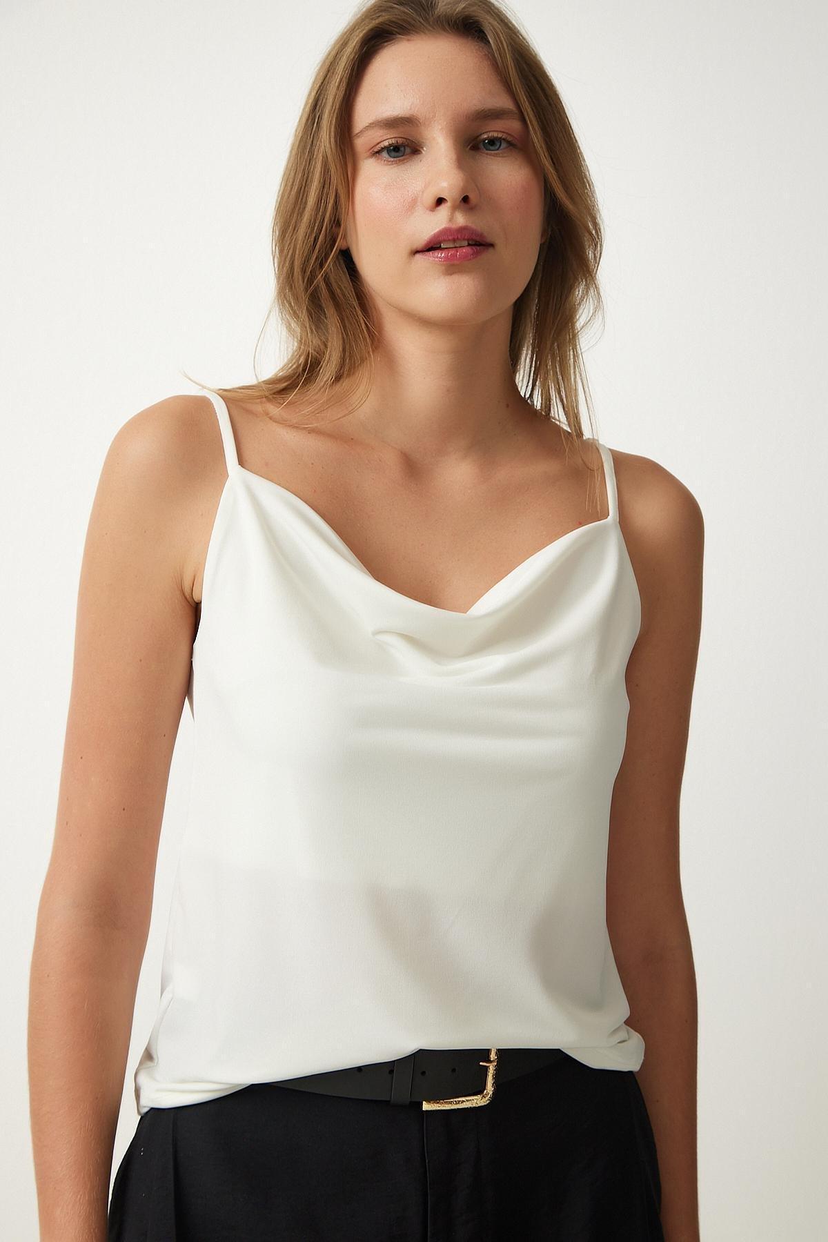 Womens Ecru Strapless Collar Sandy Knitted Blouse RX00036, single, Ecru, large image number 0