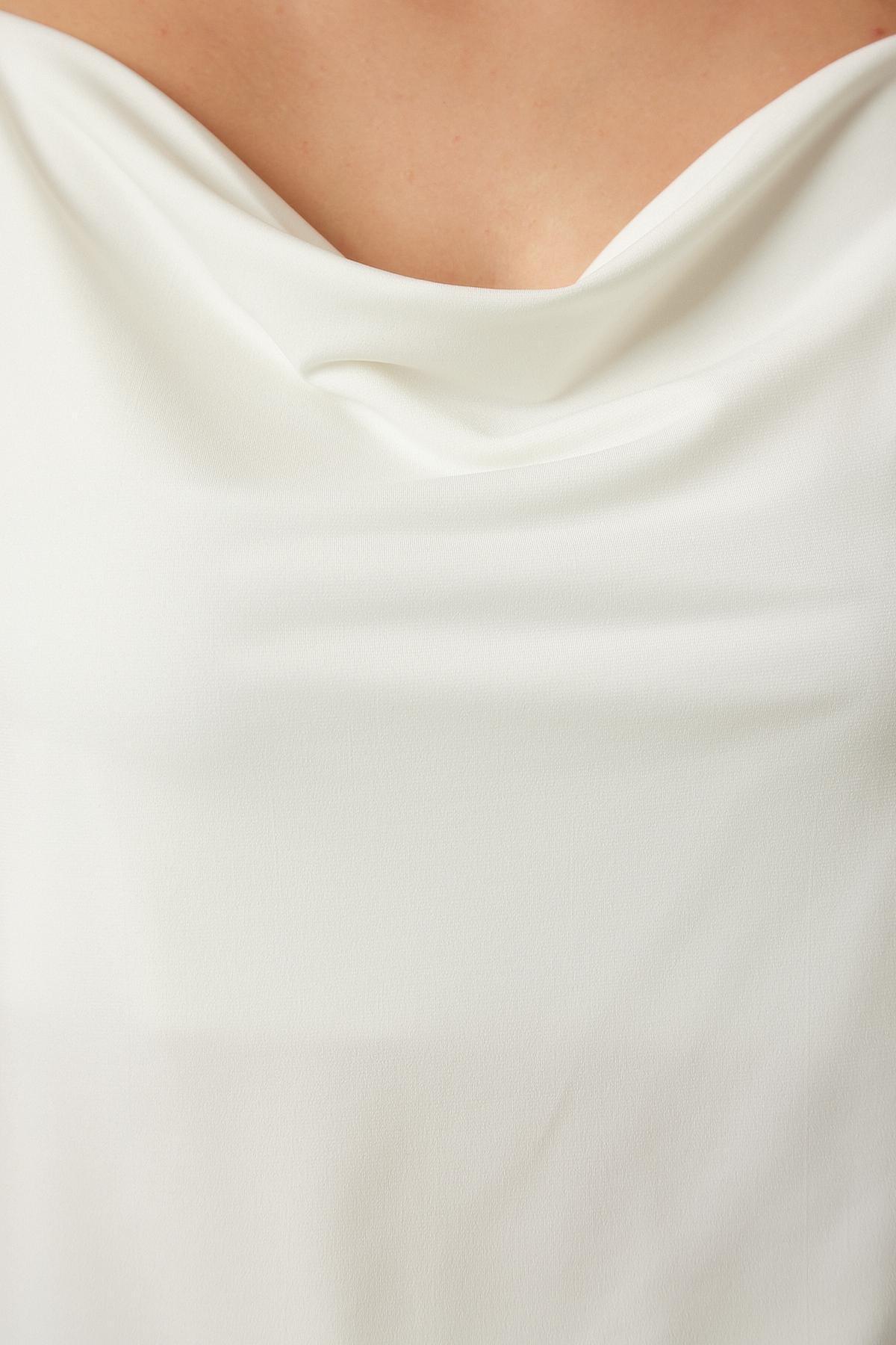 Womens Ecru Strapless Collar Sandy Knitted Blouse RX00036, single, Ecru, large image number 2