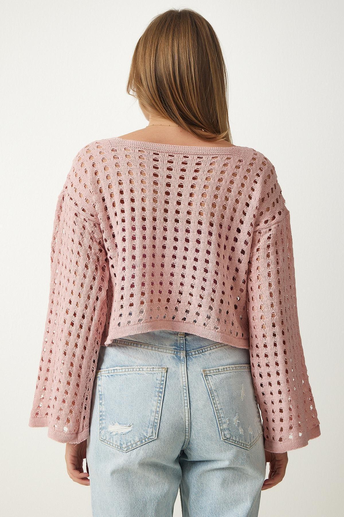 White Openwork Knitted Sweater, , large image number 4