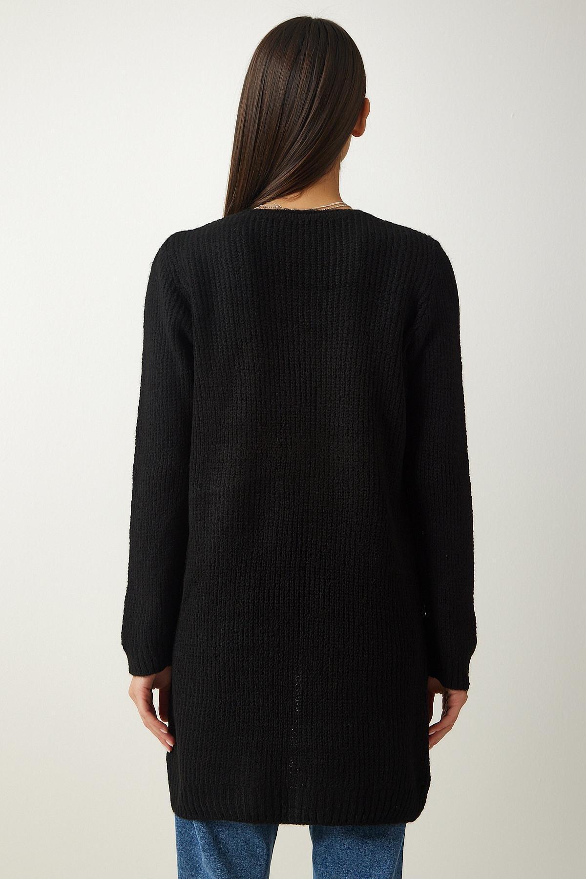 Black Knitted Cardigan, BLACK, large image number 4