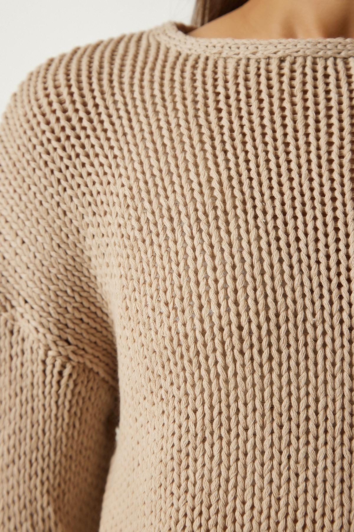 Beige Knitted Sweater, Beige, large image number 4