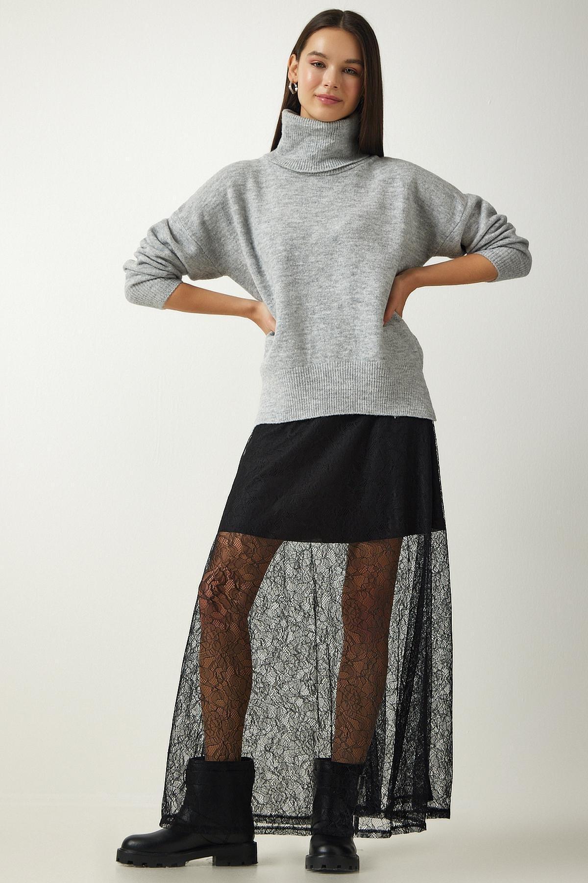 Happiness Istanbul - Black Laced Long Skirt