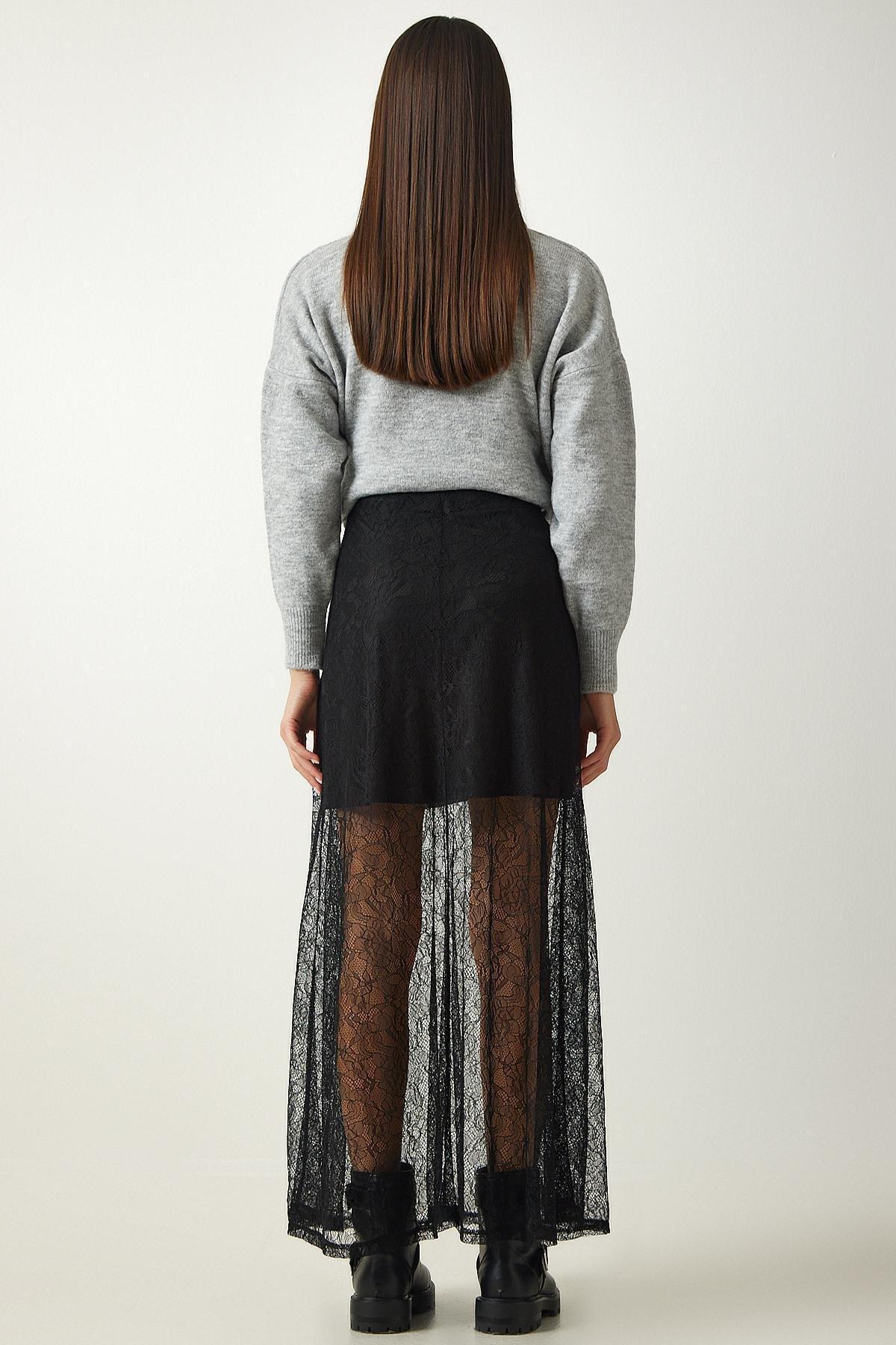 Happiness Istanbul - Black Laced Long Skirt