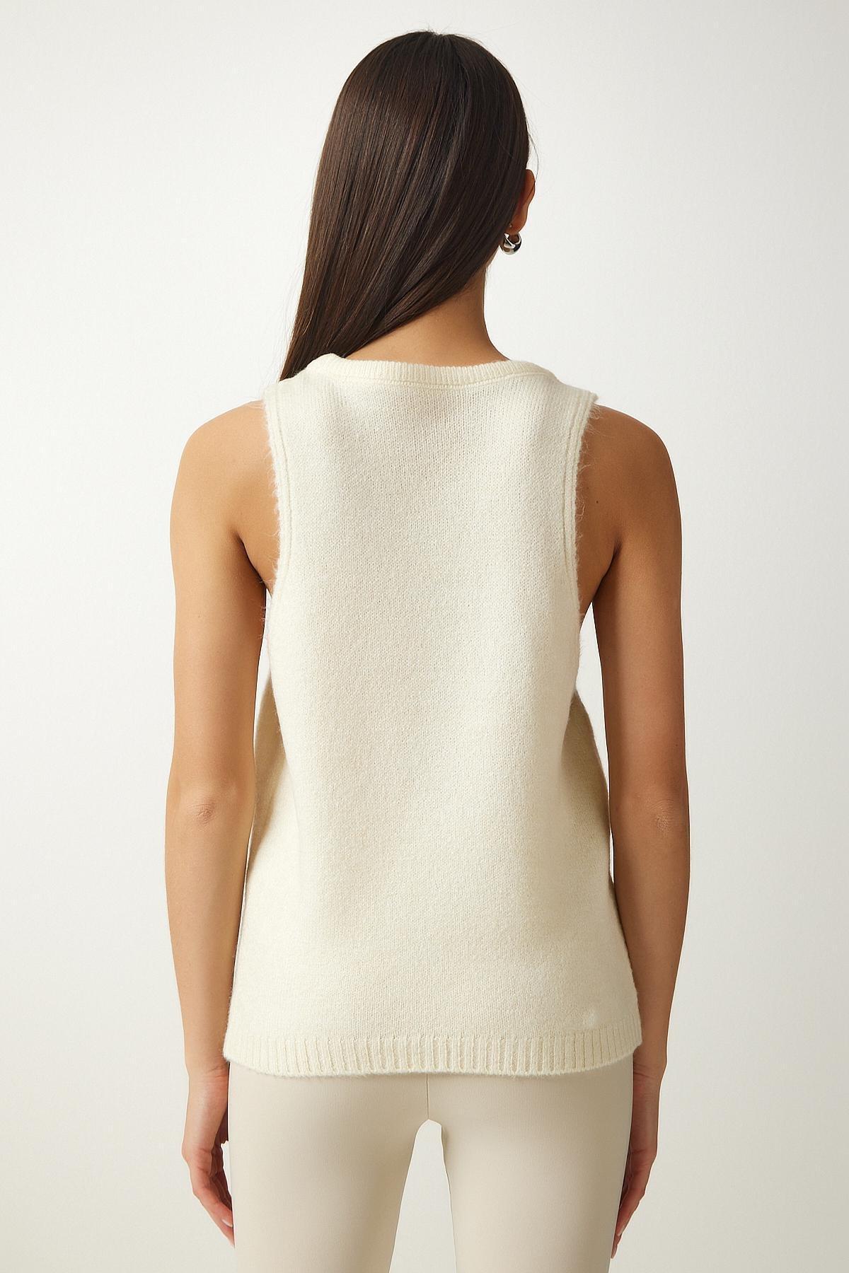 Beige Textured Knitted Sweater, , large image number 6