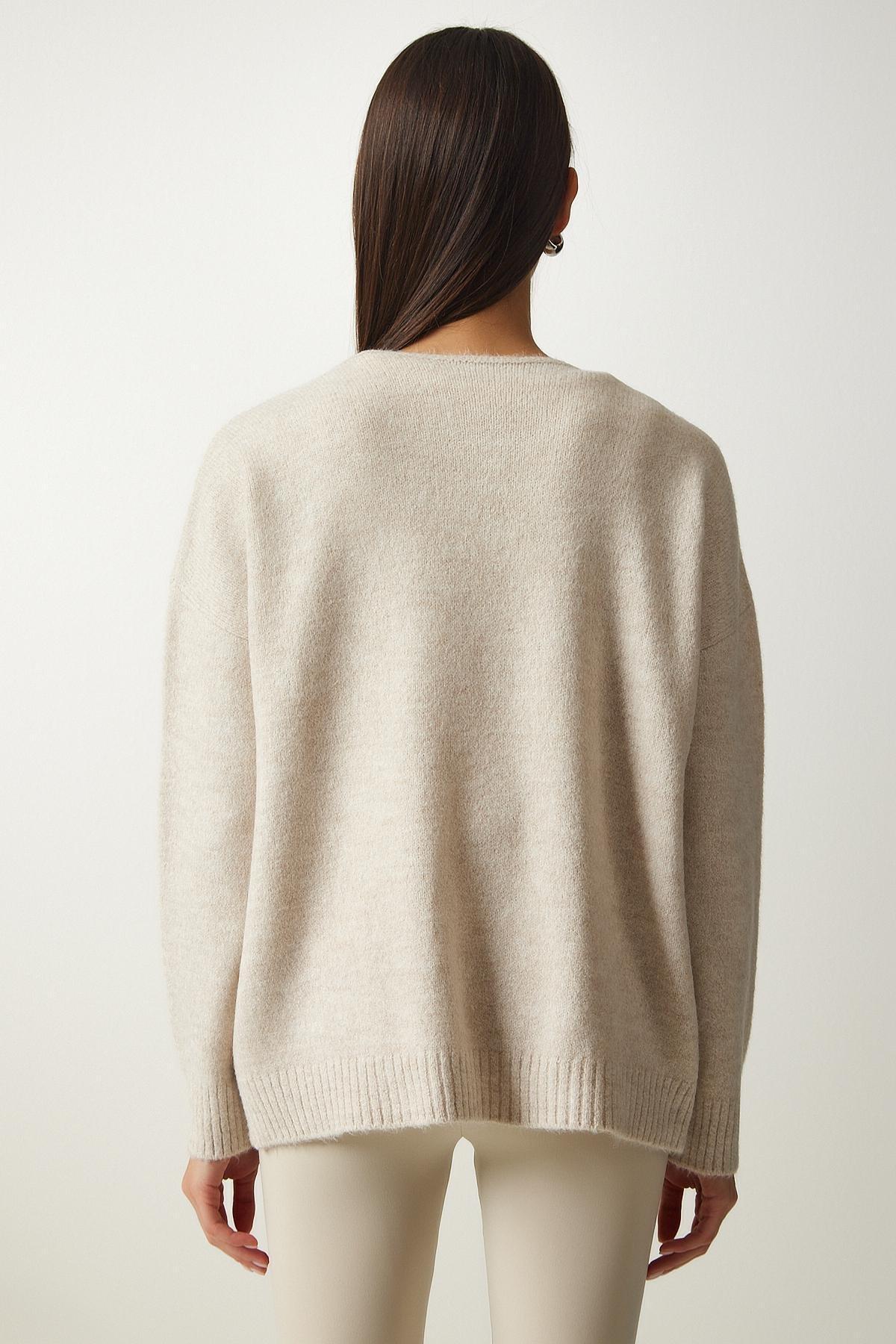 Beige Textured Knitted Sweater, , large image number 7
