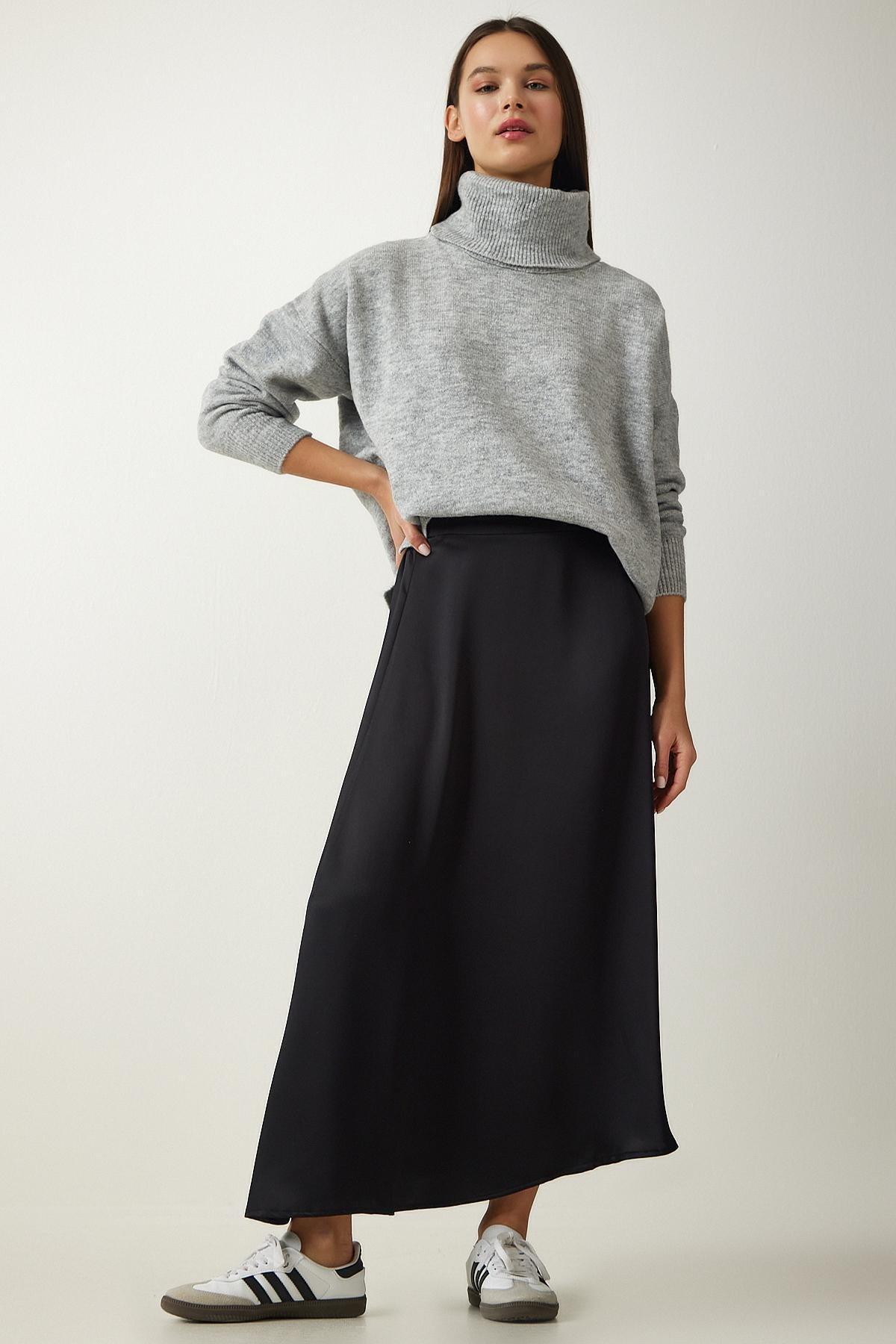Black Asymmetrical Formed Skirt, , large image number 0