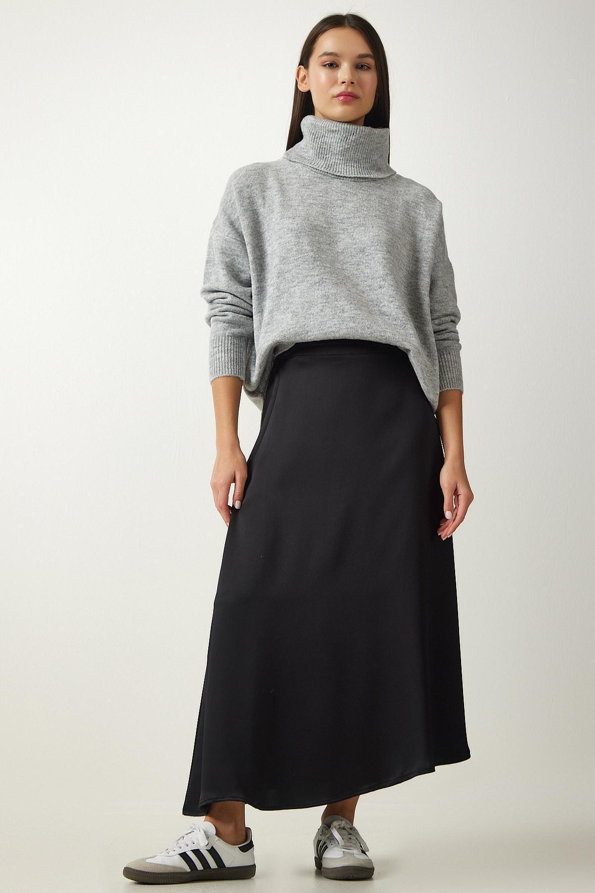 Black Asymmetrical Formed Skirt, , large image number 1