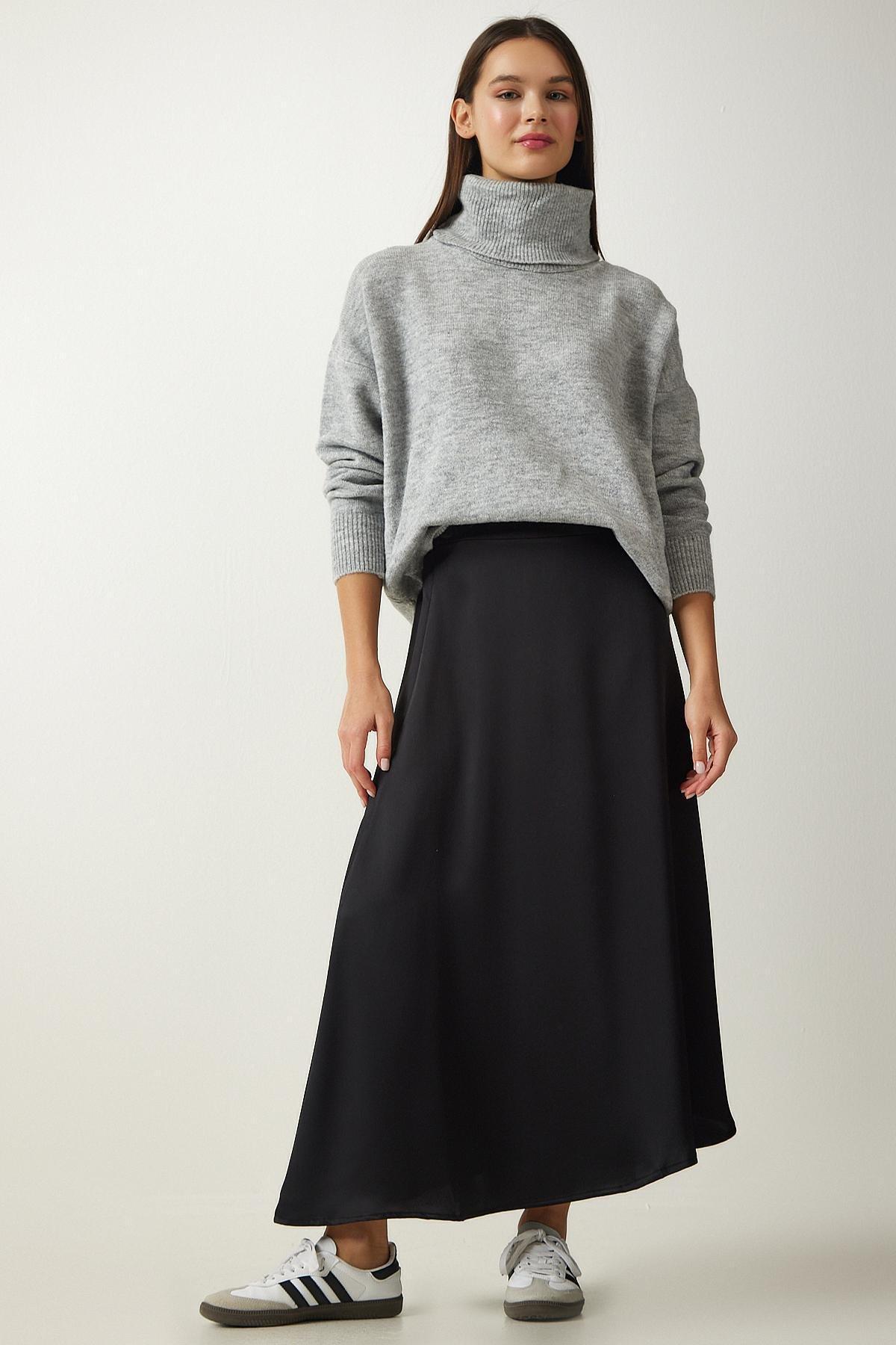 Black Asymmetrical Formed Skirt, , large image number 2