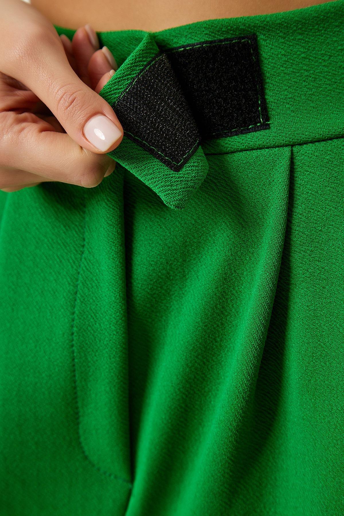Vibrant Green Velcro Waist Comfortable Palazzo Pants L?001, , large image number 4
