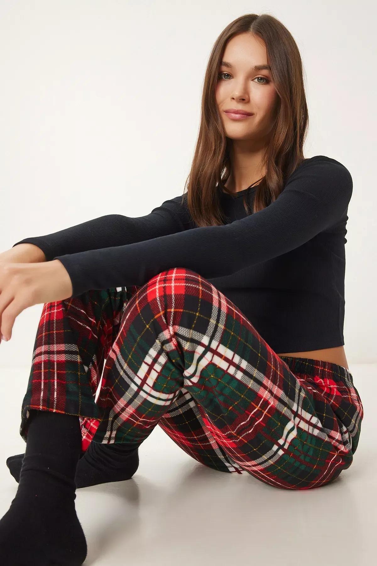 Green Red Pattern Pajama Bottoms, , large image number 0