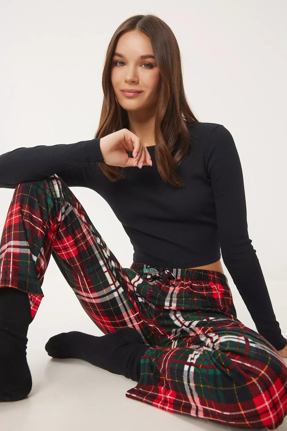 Green Red Pattern Pajama Bottoms, , large image number 1
