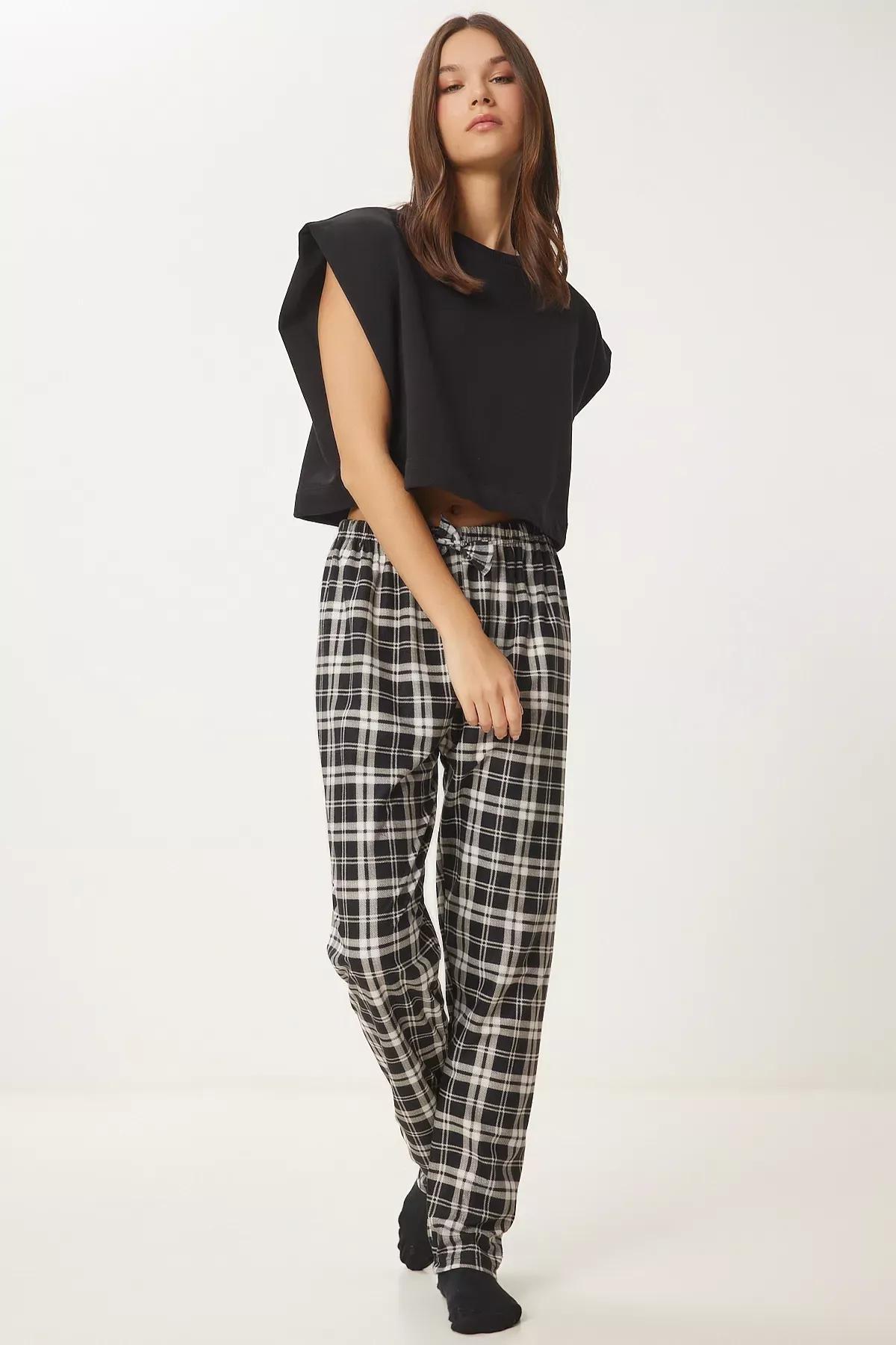 Black Pattern Pajama Bottoms, , large image number 2
