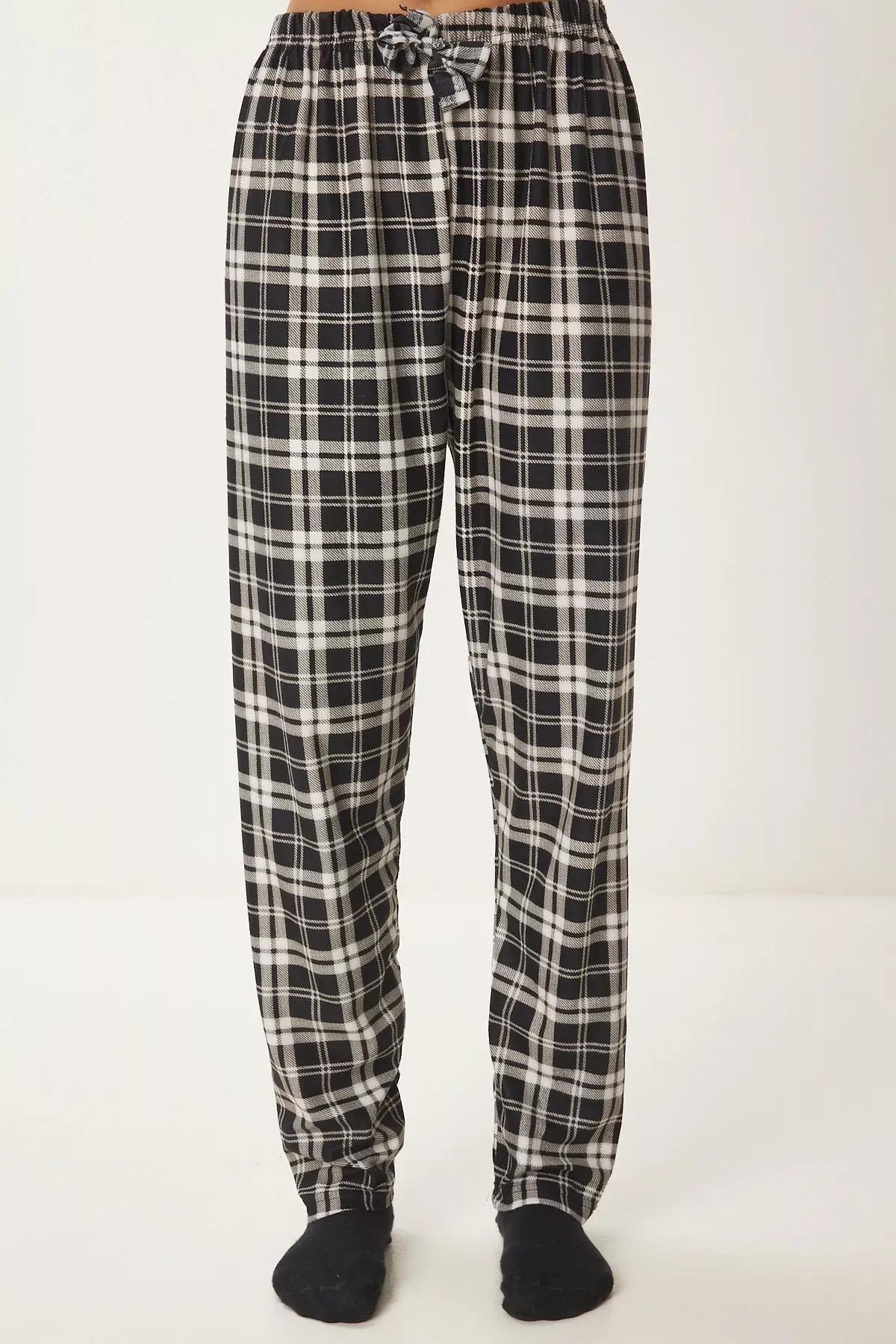 Black Pattern Pajama Bottoms, , large image number 4