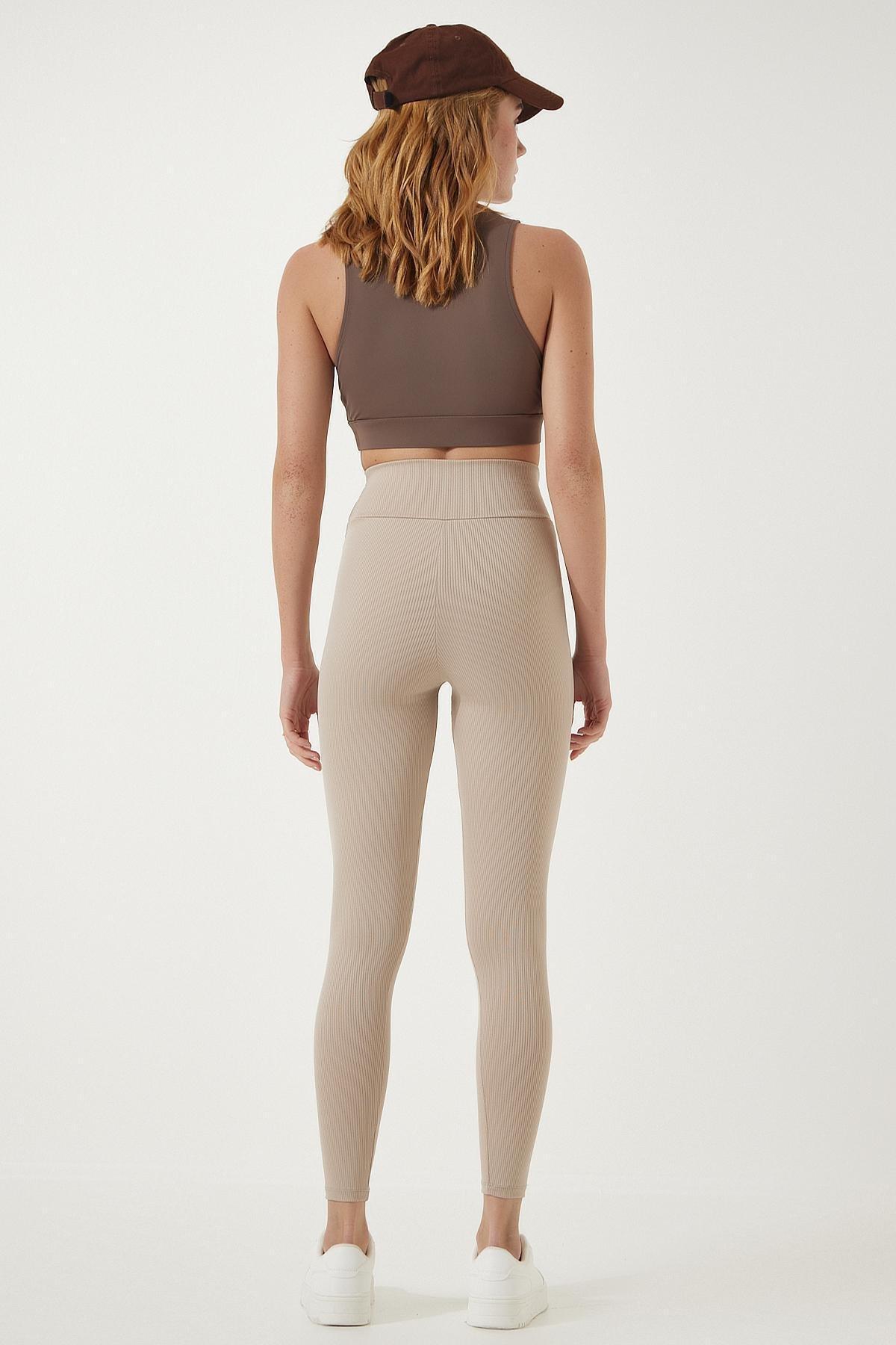Womens Beige High Waist Wrap Tights HW00003, single, , large image number 6