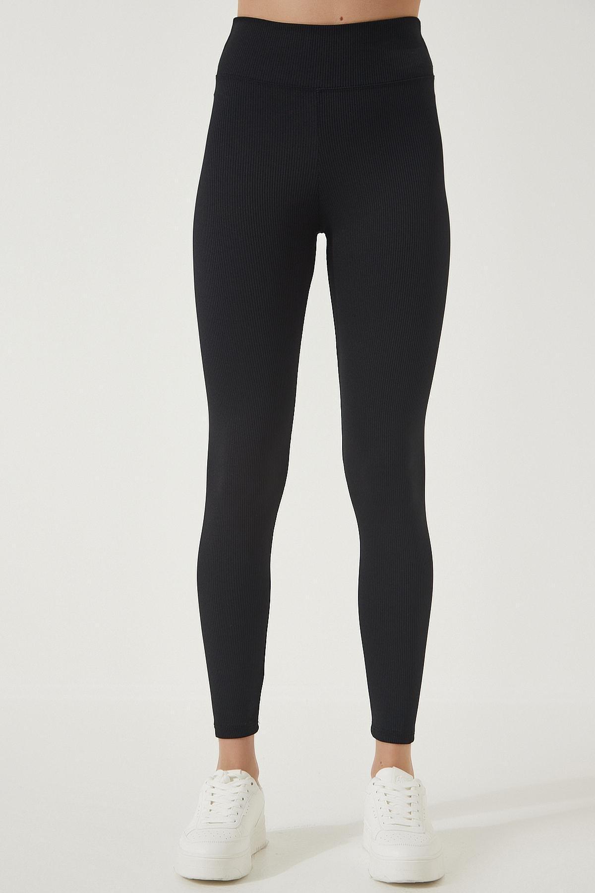 Womens Black High Waist Wrap Tights HW00003, single, , large image number 3