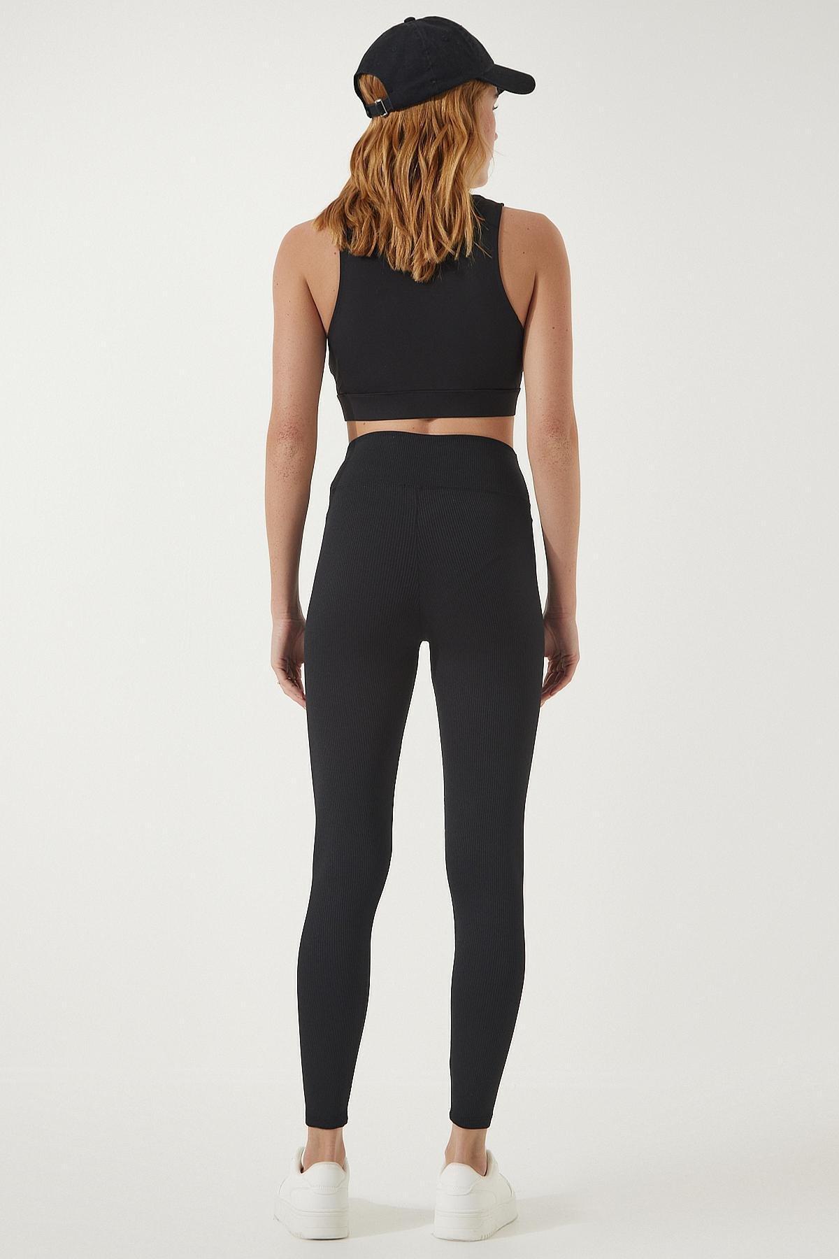 Womens Black High Waist Wrap Tights HW00003, single, , large image number 5